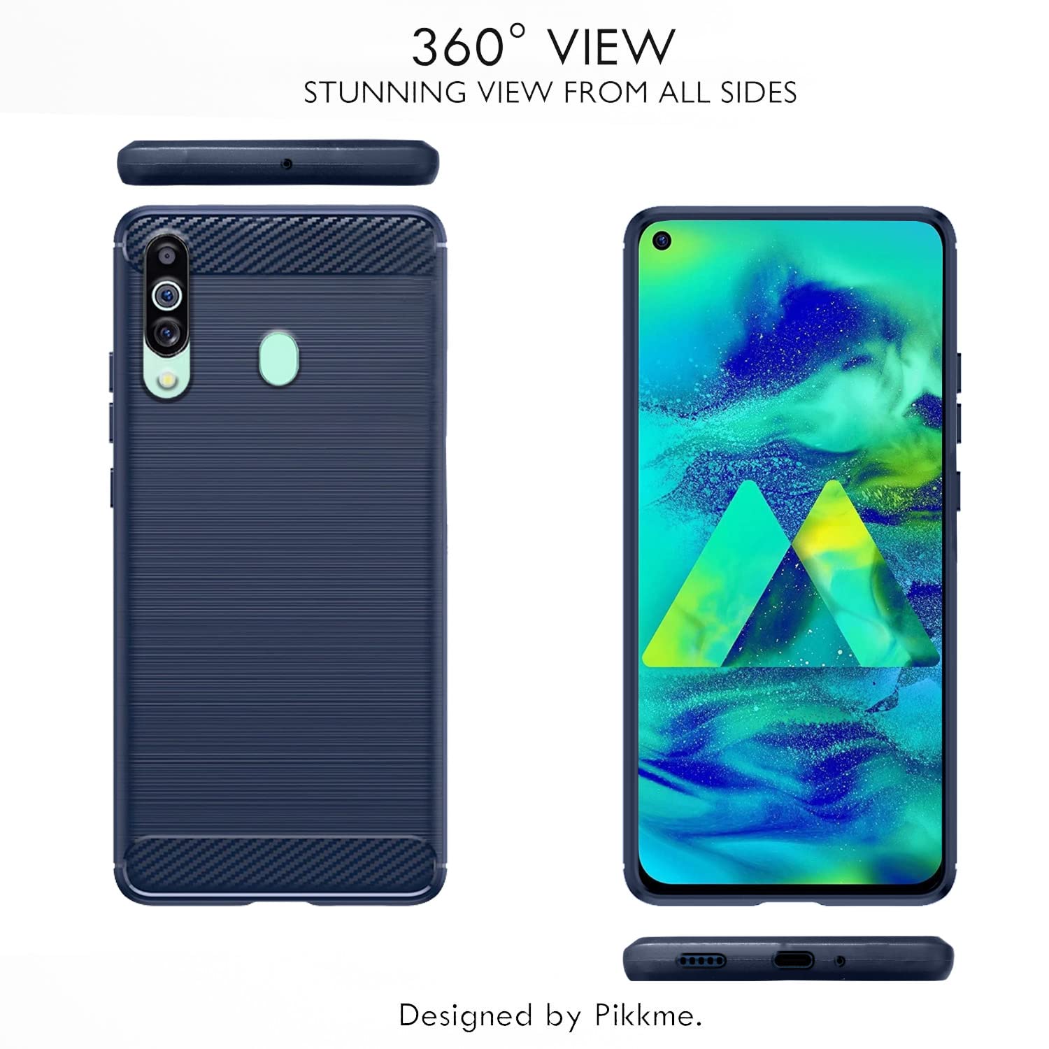 Pikkme Samsung Galaxy M40 Hybrid Carbon Fiber Back Cover | Blue