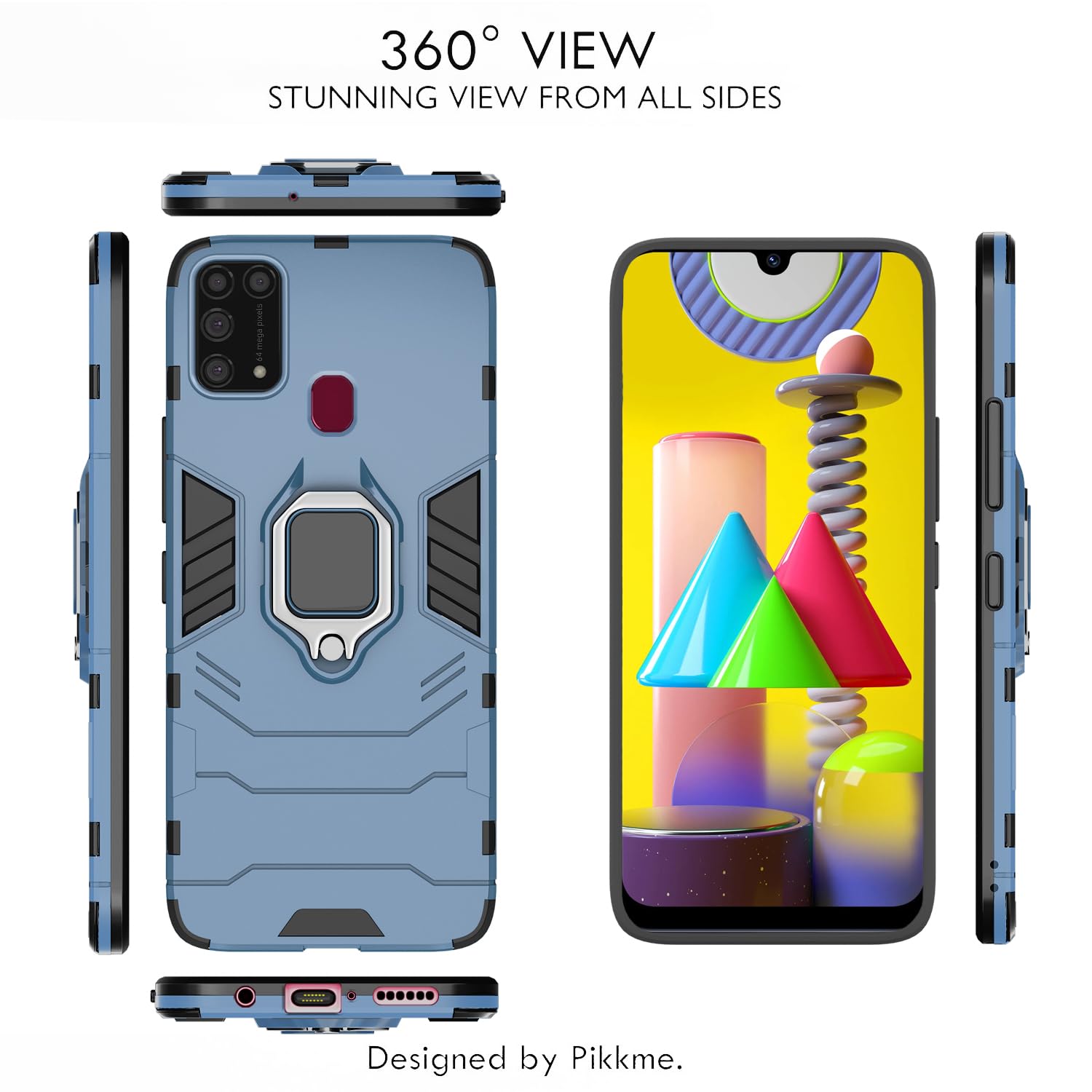 Pikkme Samsung Galaxy M31 / M31 Prime / F41 D5 Tough Armor Back Cover | Blue