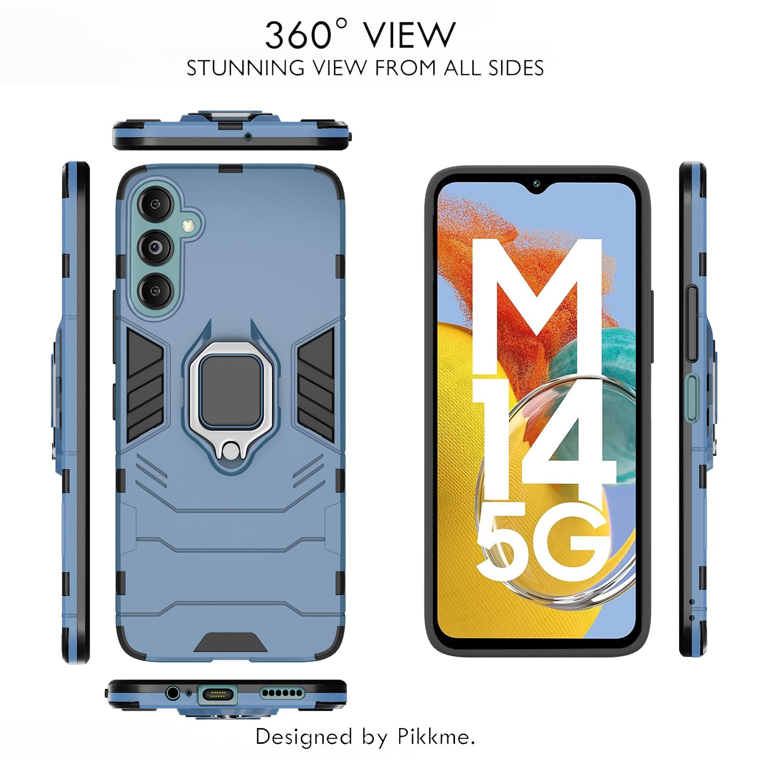 Pikkme Samsung Galaxy M14 5G D5 Tough Armor Back Cover | Blue