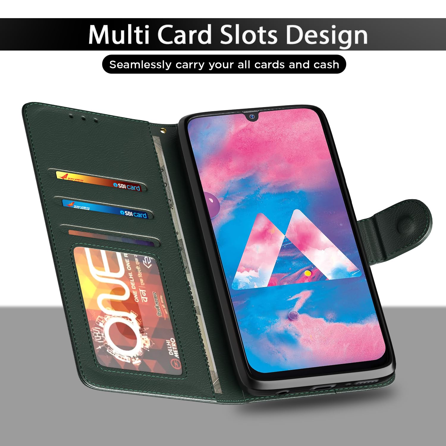 Pikkme green wallet flip cover for Samsung M30 – photo 5