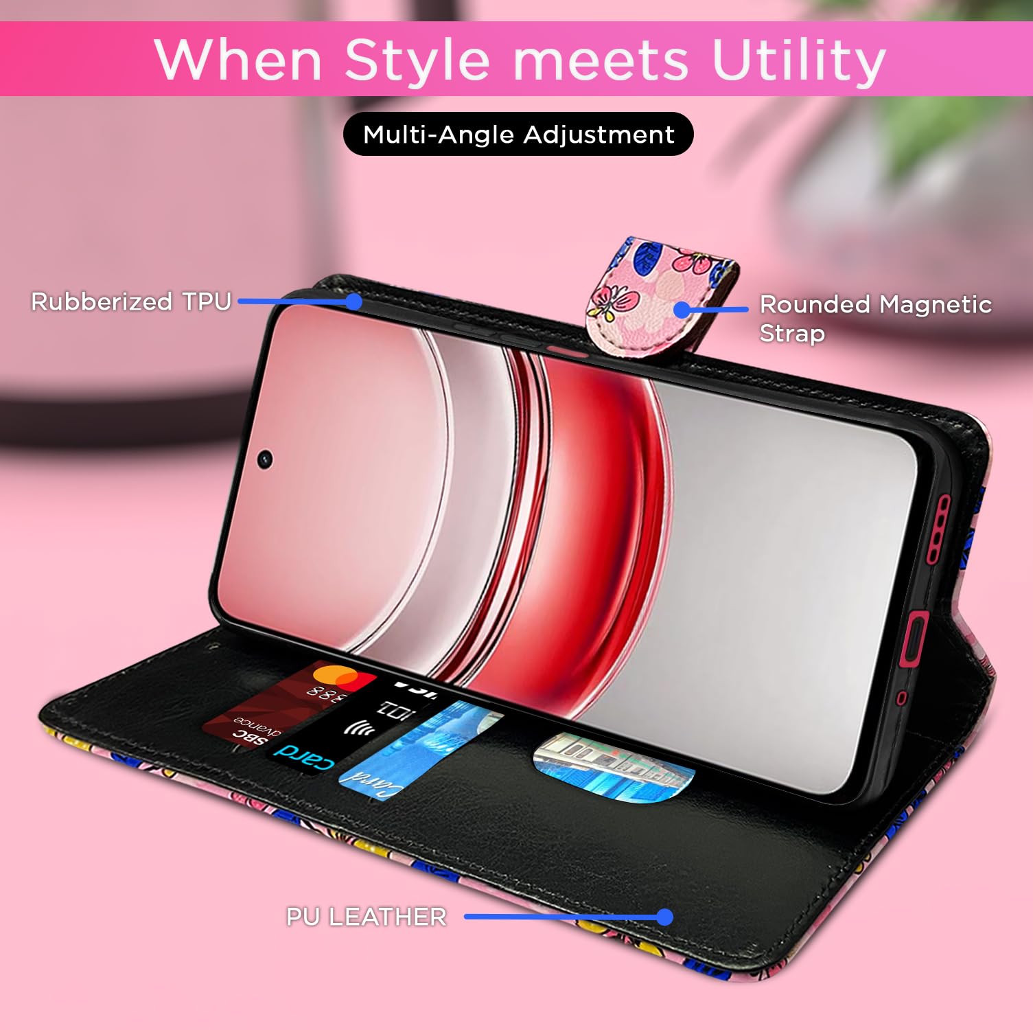 Pikkme pink flower mobile flip cover for Realme Narzo 80x/P3x/14X 5G – photo 5