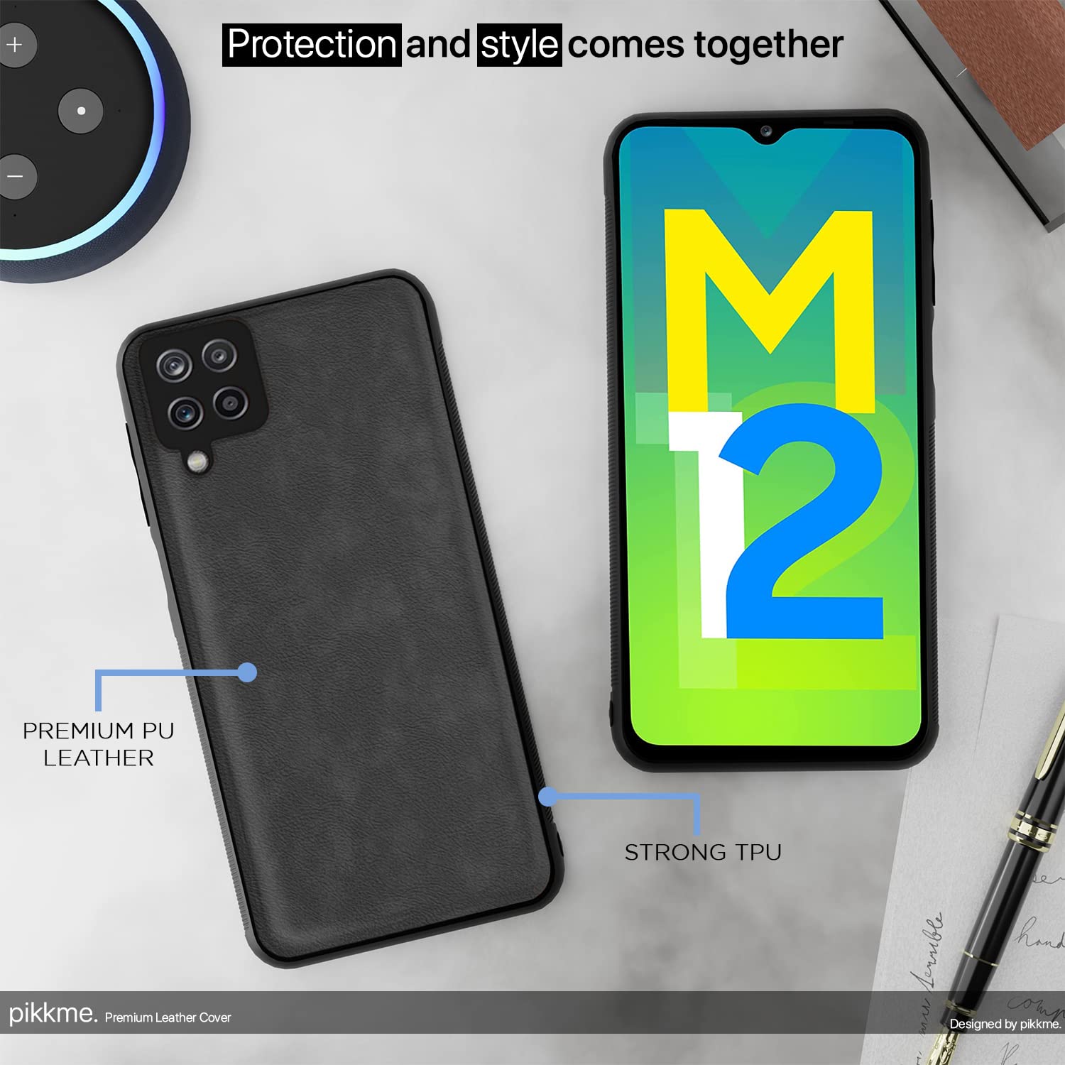 Pikkme Samsung M12/A12/F12 Leather grey mobile cover – photo 5
