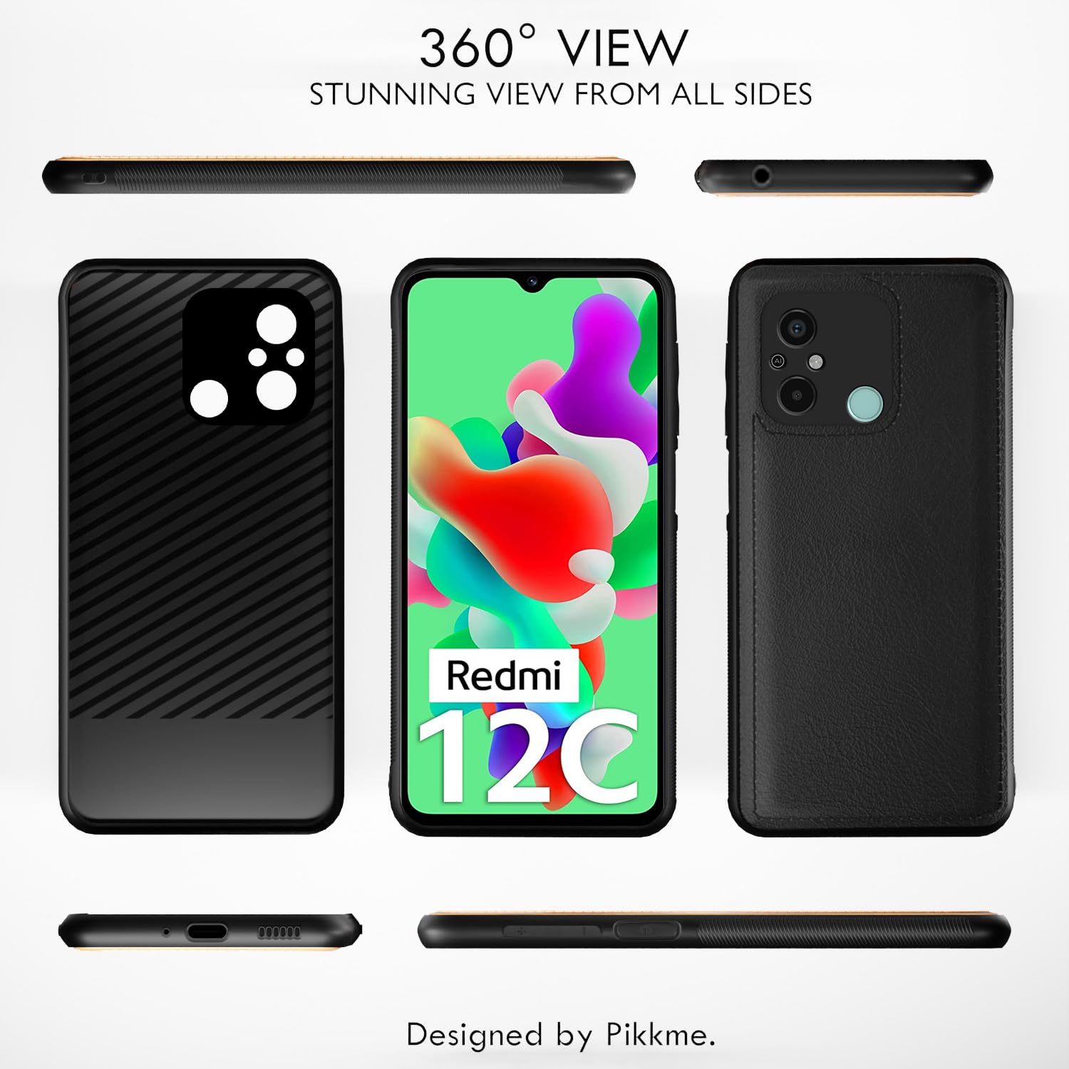 Pikkme Redmi 12C/Poco C55 Leather black mobile back cover – photo 3