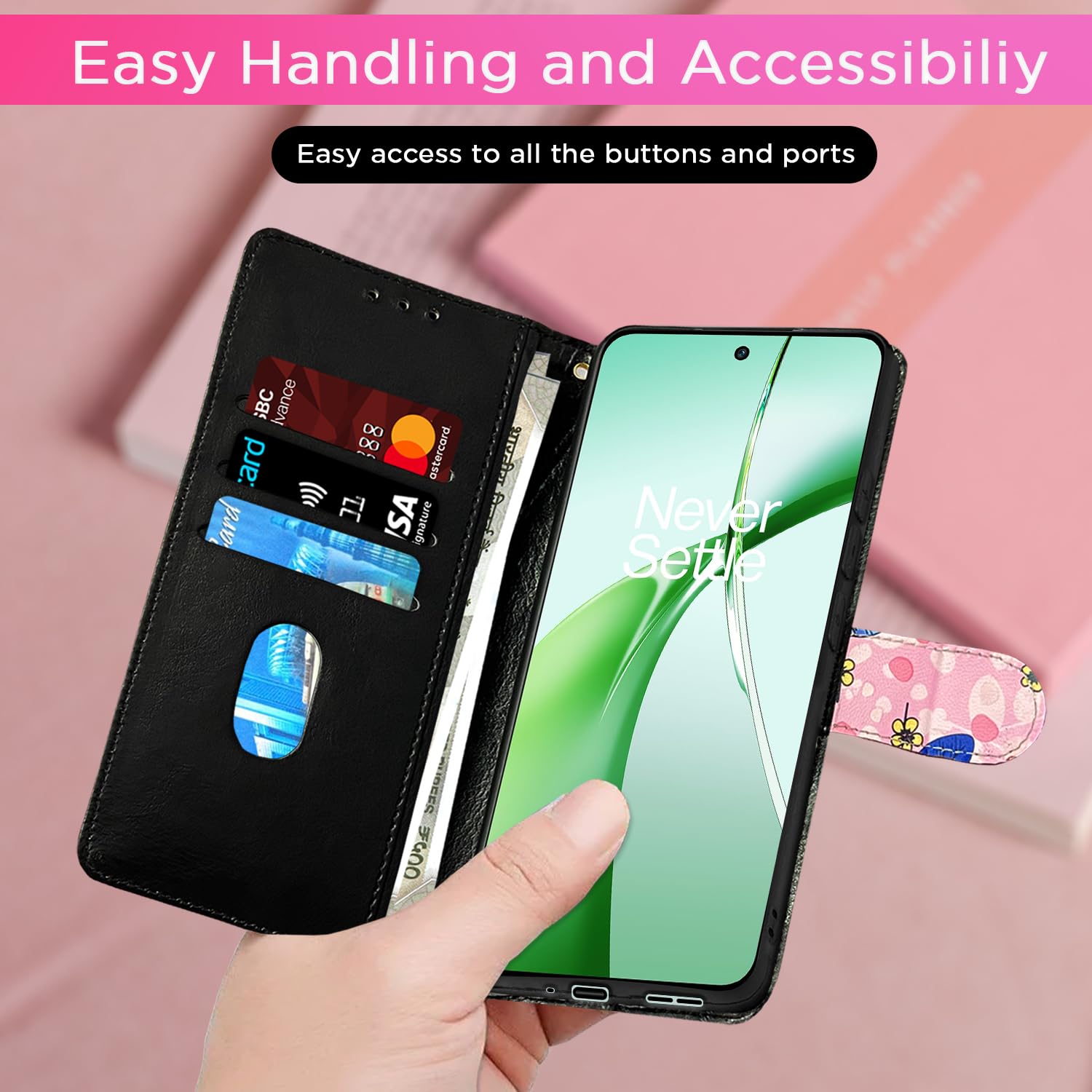 OnePlus Nord CE 4 5G Flower mobile flip cover in pink by Pikkme – photo 7