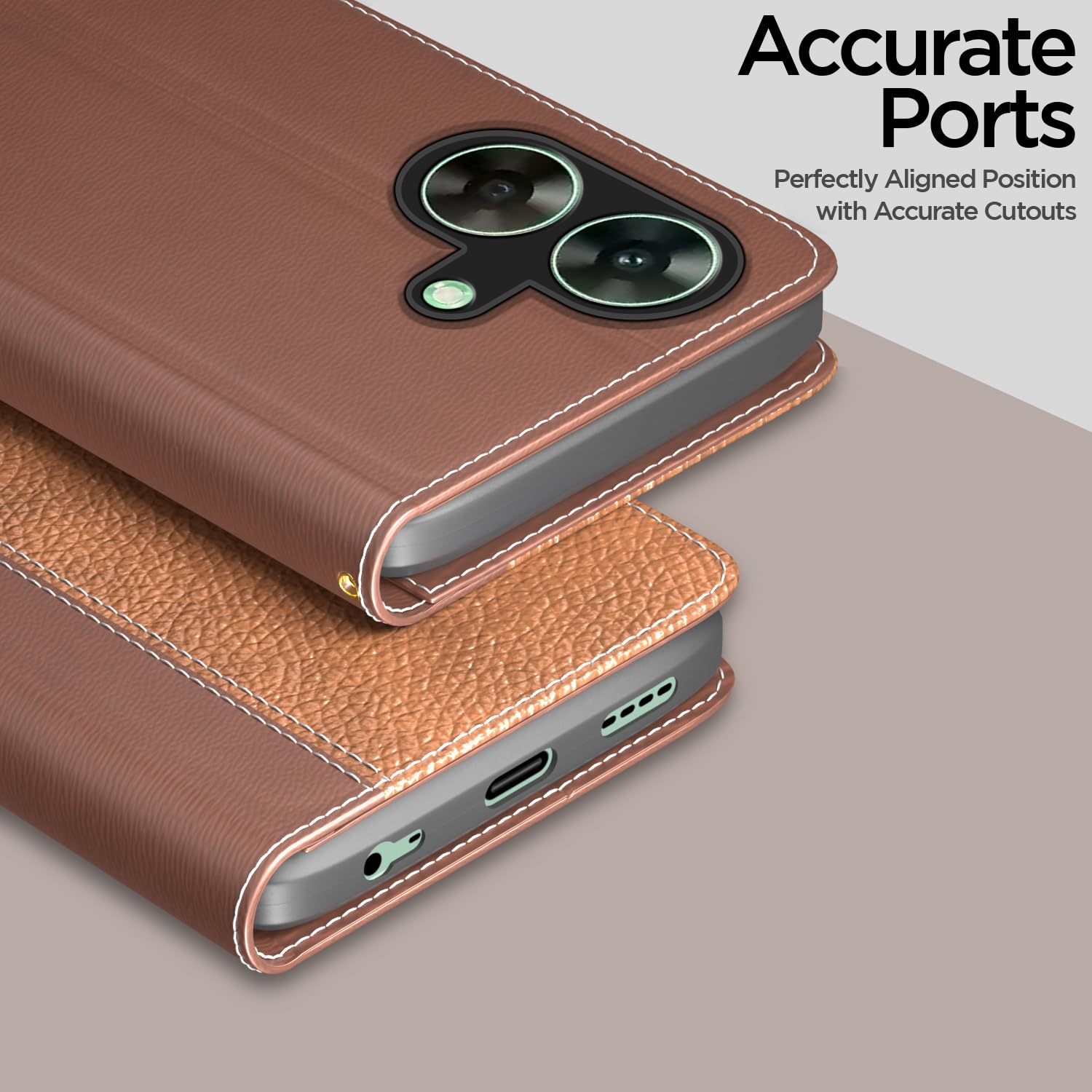 Realme C61/Narzo N61 flip cover in tan by Pikkme – photo 2