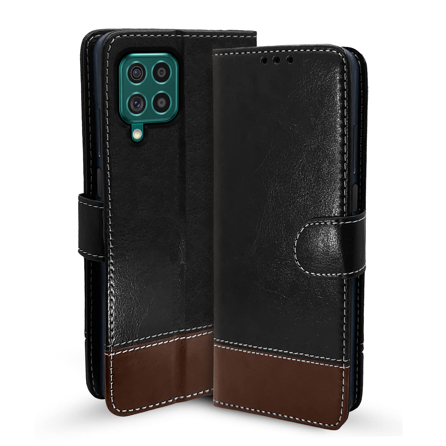 Pikkme black & brown Magnetic wallet flip cover for Samsung F62