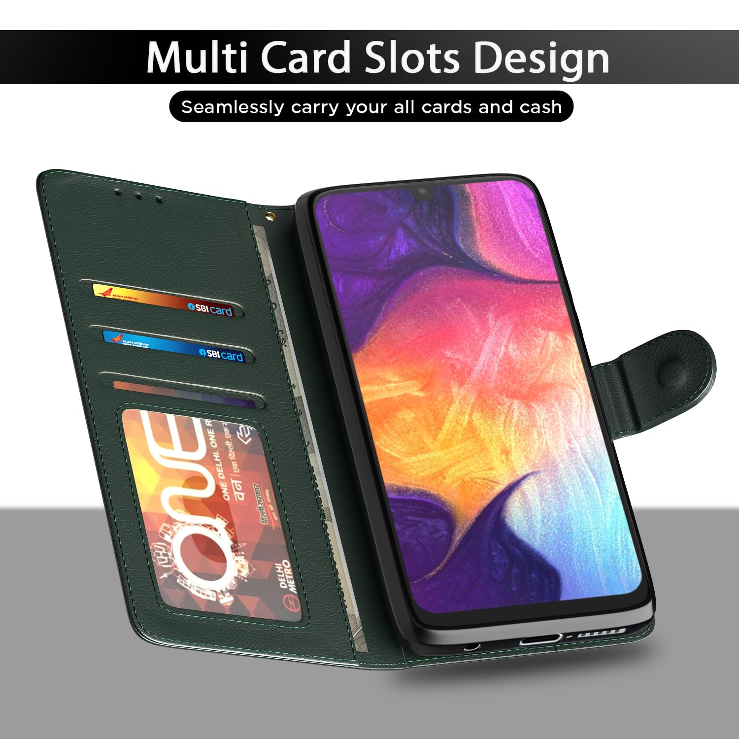 Samsung A31 mobile flip cover in green by Pikkme – photo 5