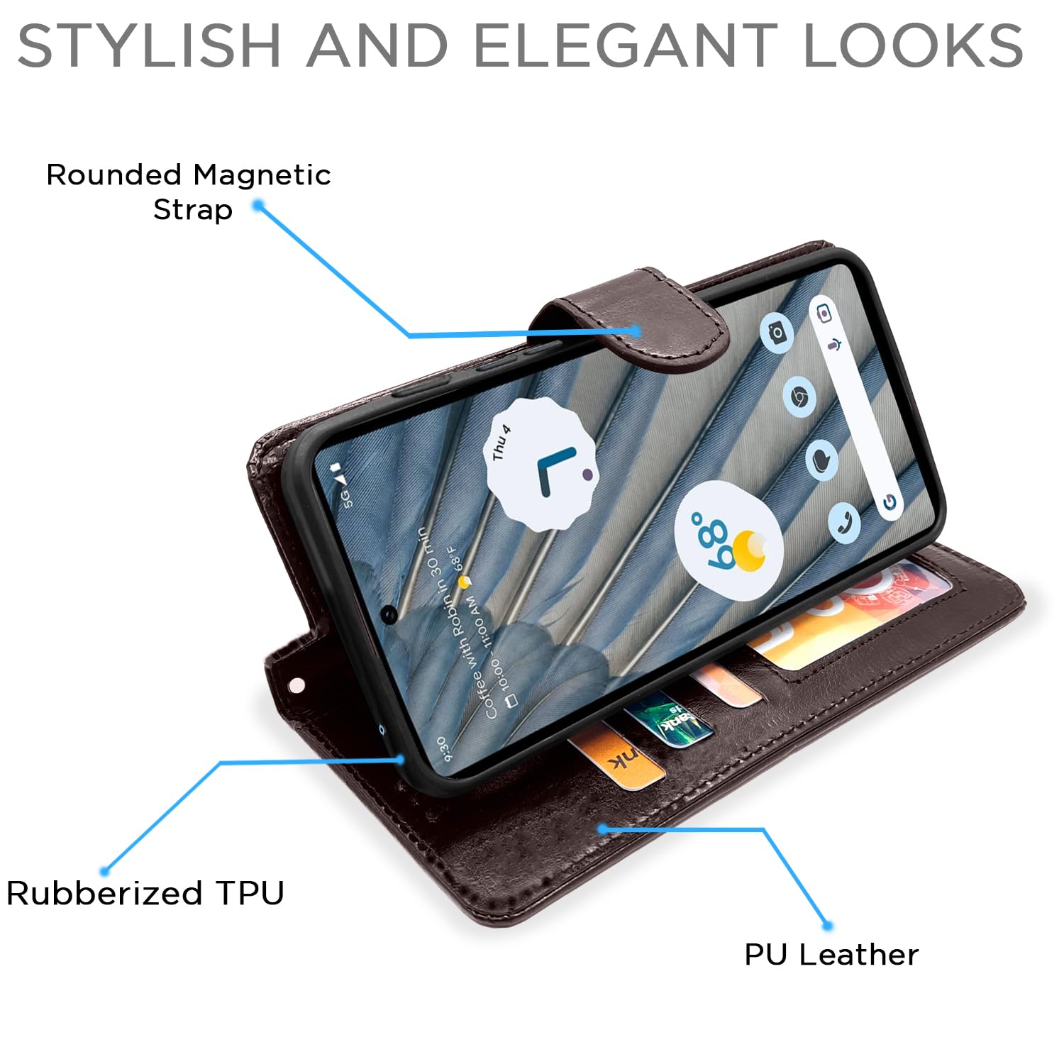 Pikkme Google Pixel 7A Vintage Flip Cover (Coffee)