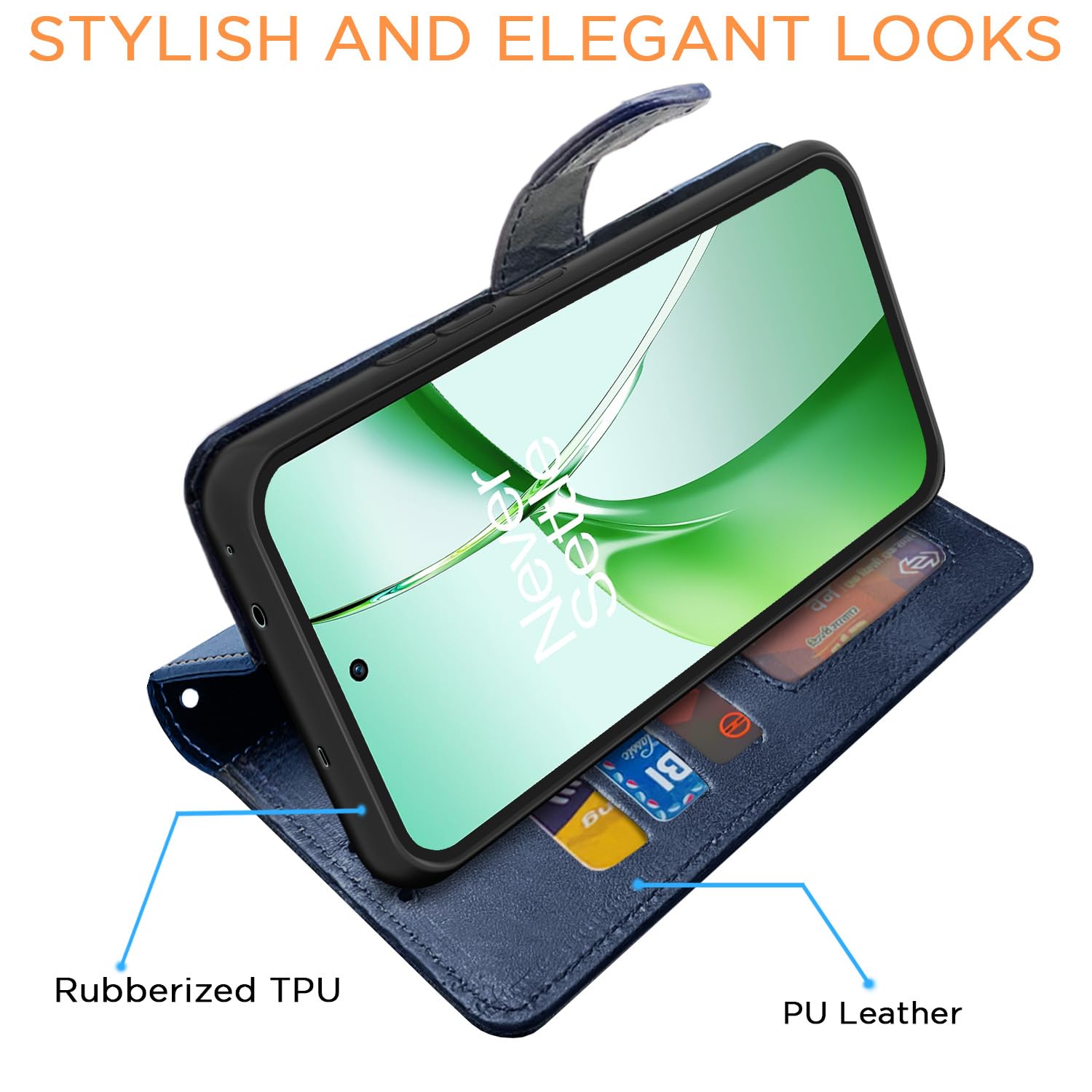 Pikkme OnePlus Nord CE 4 5G Magnetic navy blue wallet flip cover – photo 5