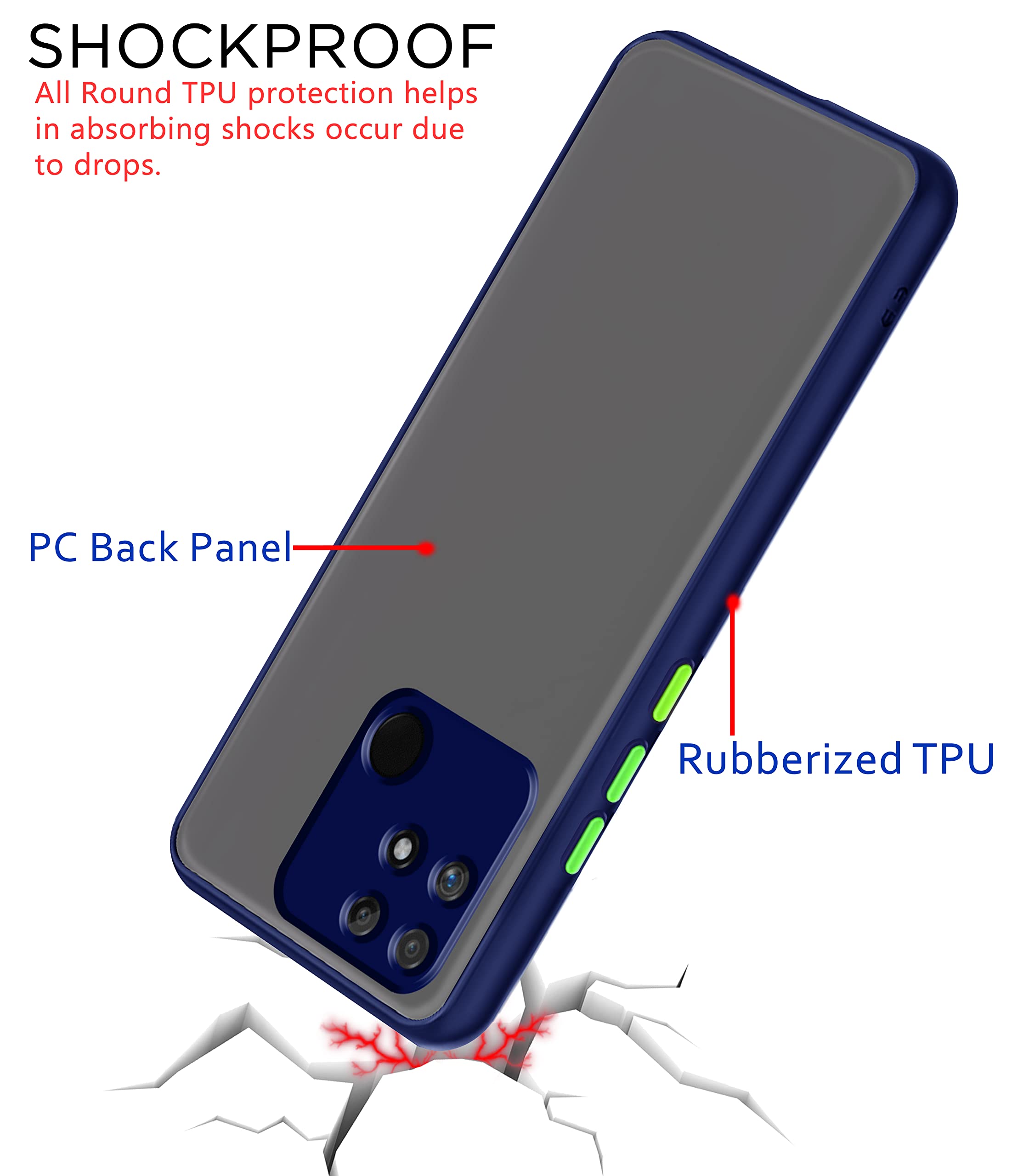 Realme Narzo 50A Hybrid back cover in blue by Pikkme – photo 4