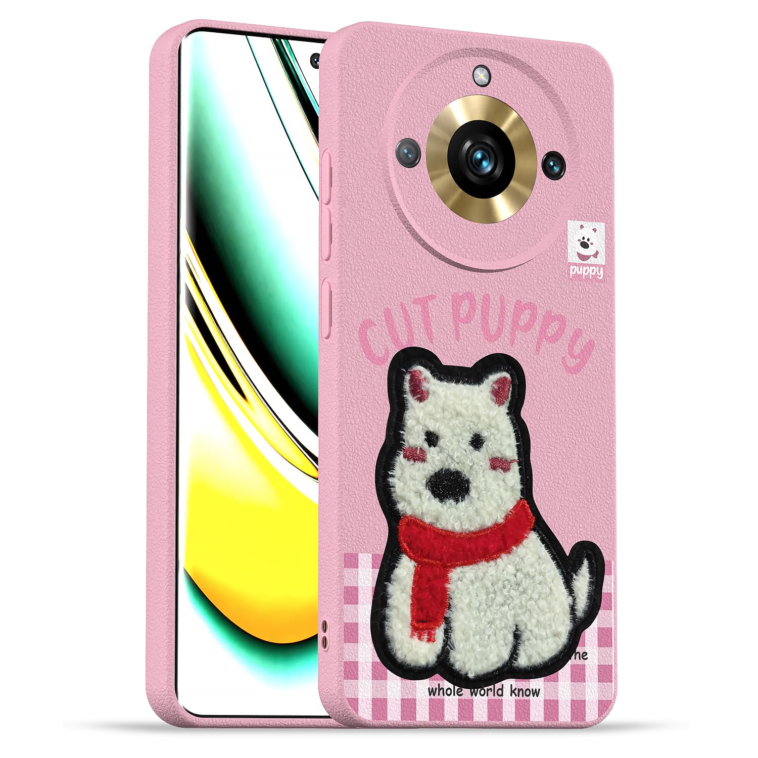 Pink Plush Patch phone cover for Realme 11 Pro/11 Pro Plus 5G/Narzo 60 Pro 5G – Pikkme