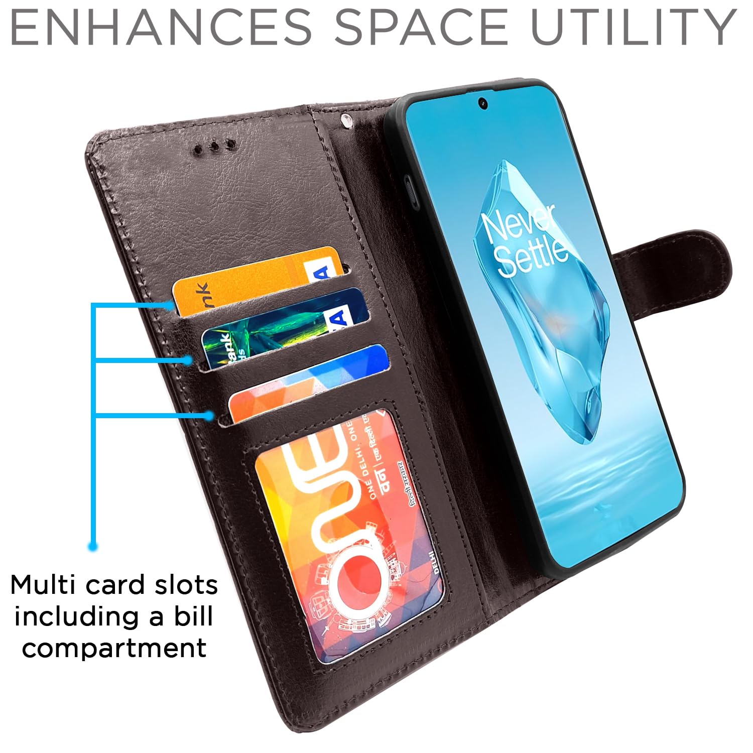 Pikkme OnePlus 12R 5G Vintage Flip Cover (Coffee)