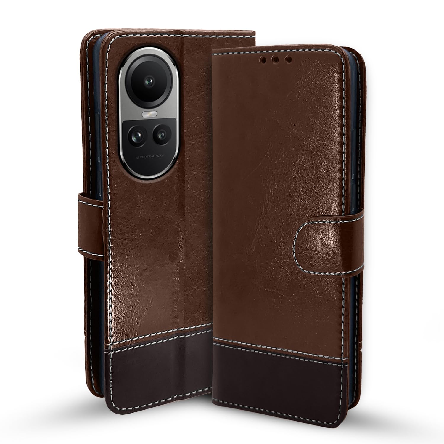 Pikkme brown & coffee mobile flip cover for Oppo Reno 10 5G