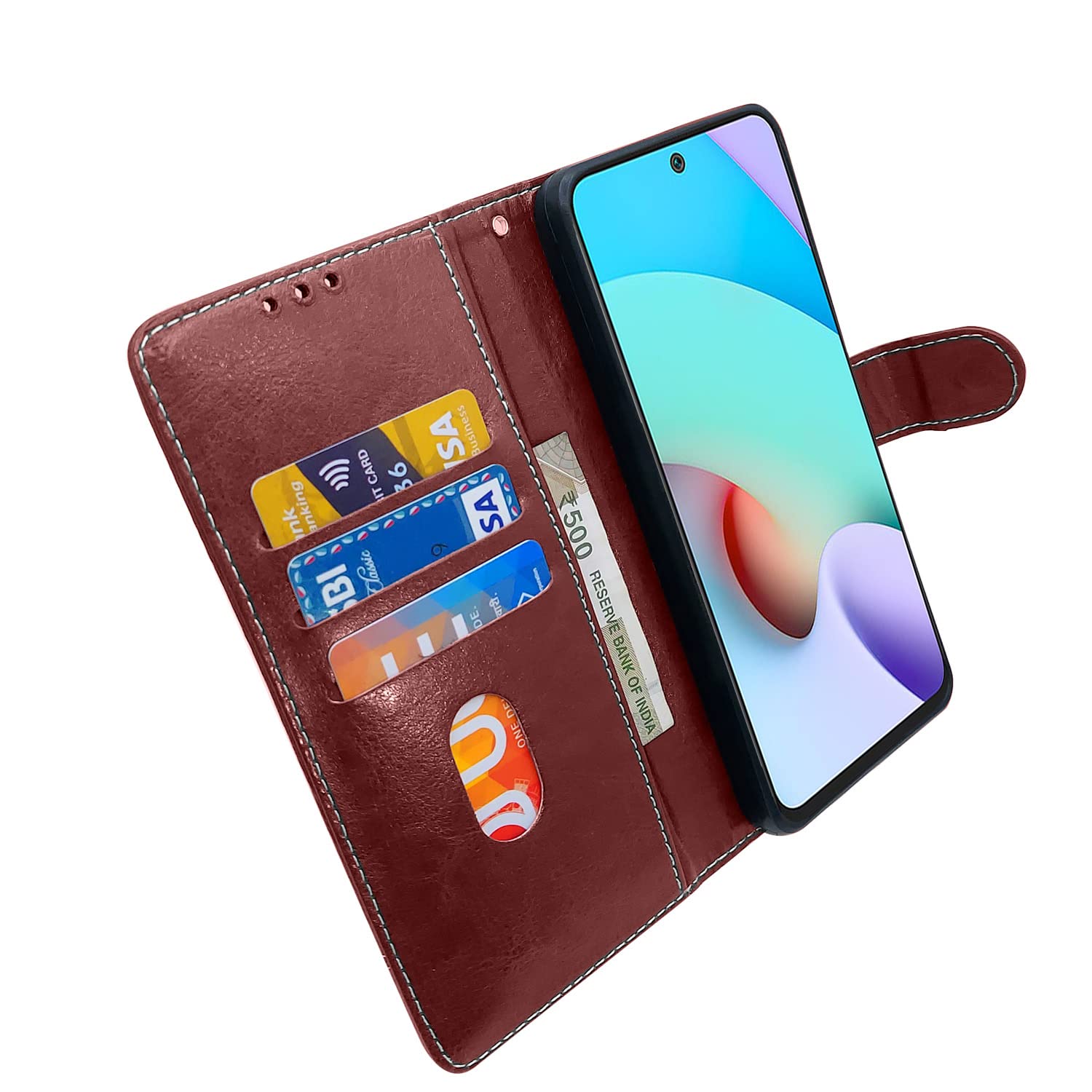 Brown & coffee wallet flip cover for Redmi 10 Prime – Pikkme – photo 3