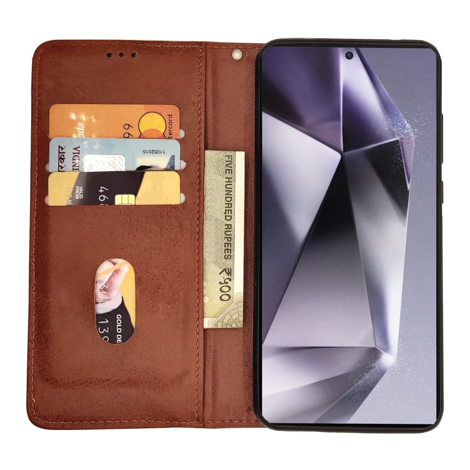 Brown Magnetic wallet flip cover for Samsung S24 Ultra 5G – Pikkme – photo 3