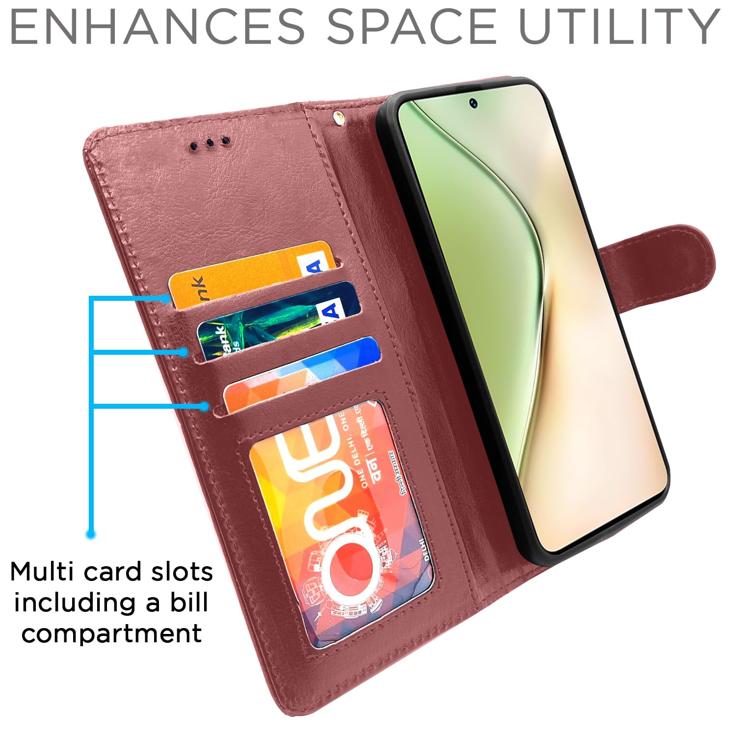 Pikkme brown Wallet flip cover for Vivo Y200 5G – photo 2