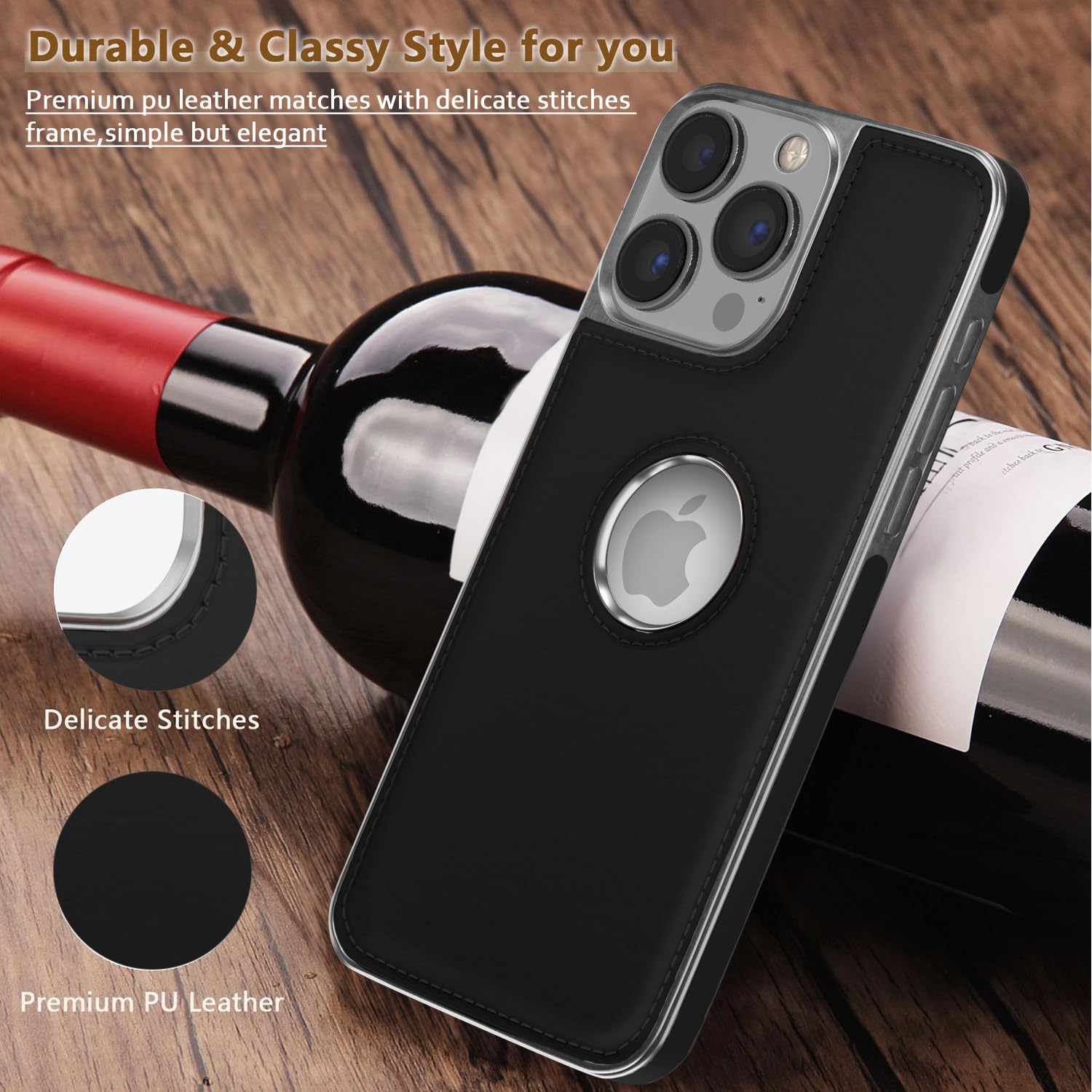 Pikkme black Leatherback mobile back cover for iPhone 15 Pro – photo 5