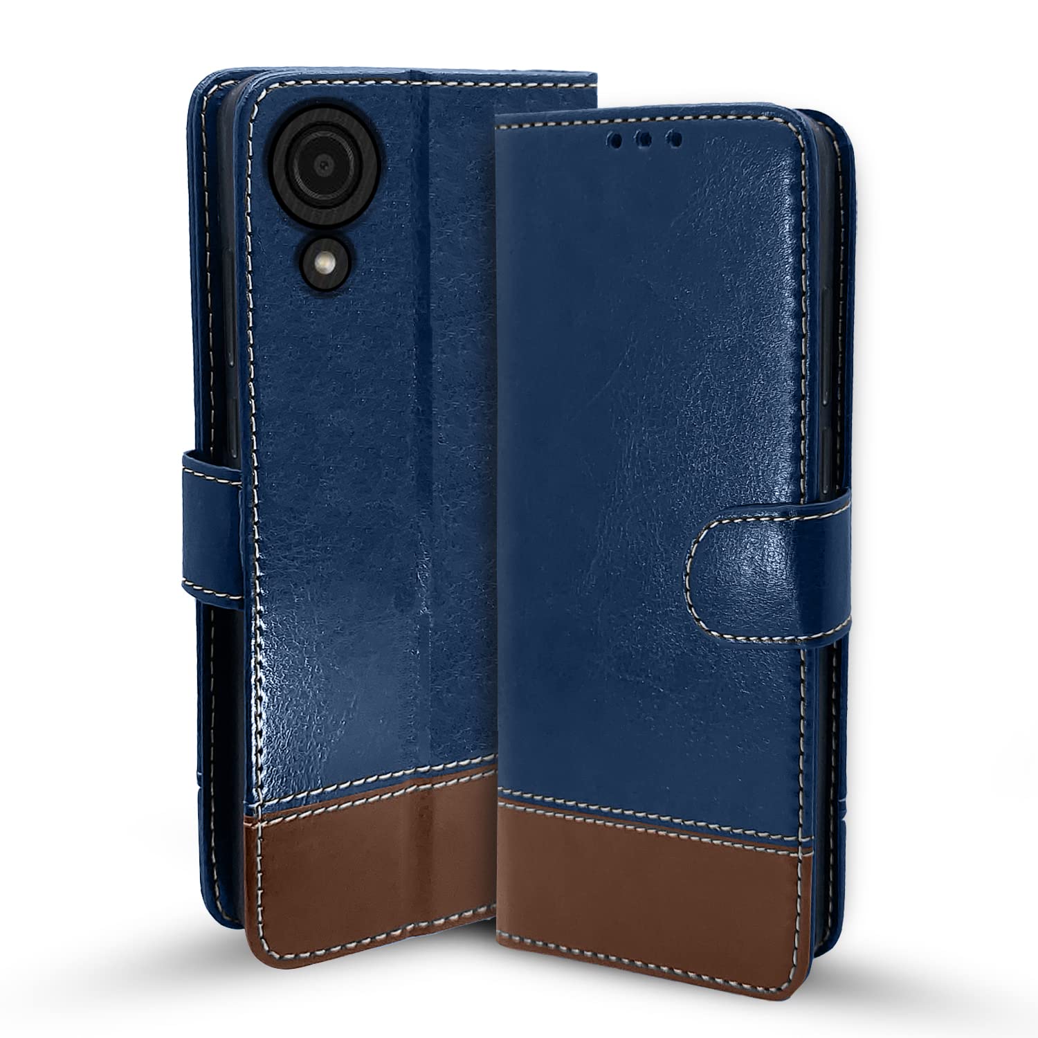 Samsung Galaxy A03 Core Contrast Flip Cover (Blue & Brown)