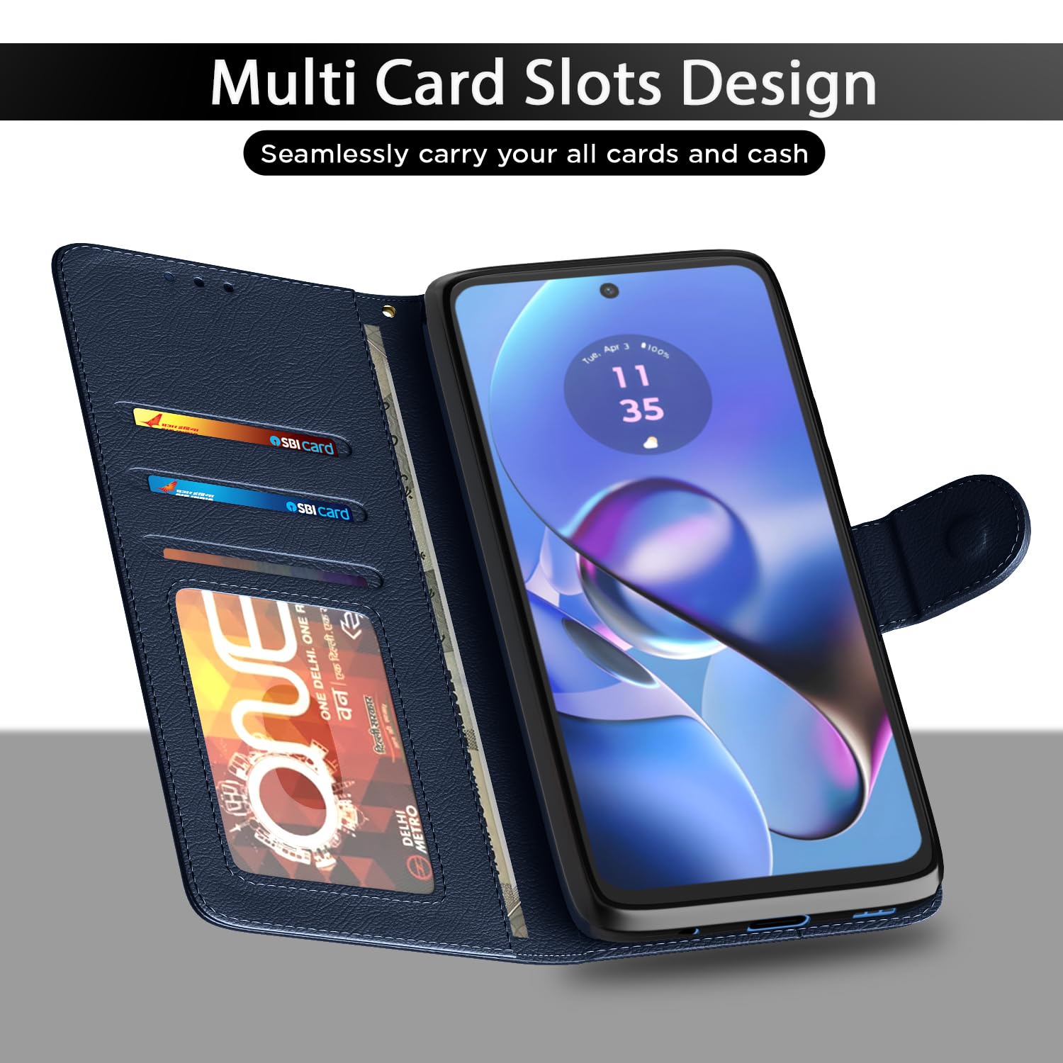 Pikkme blue Wallet flip case for Moto G54/G64 5G – photo 5
