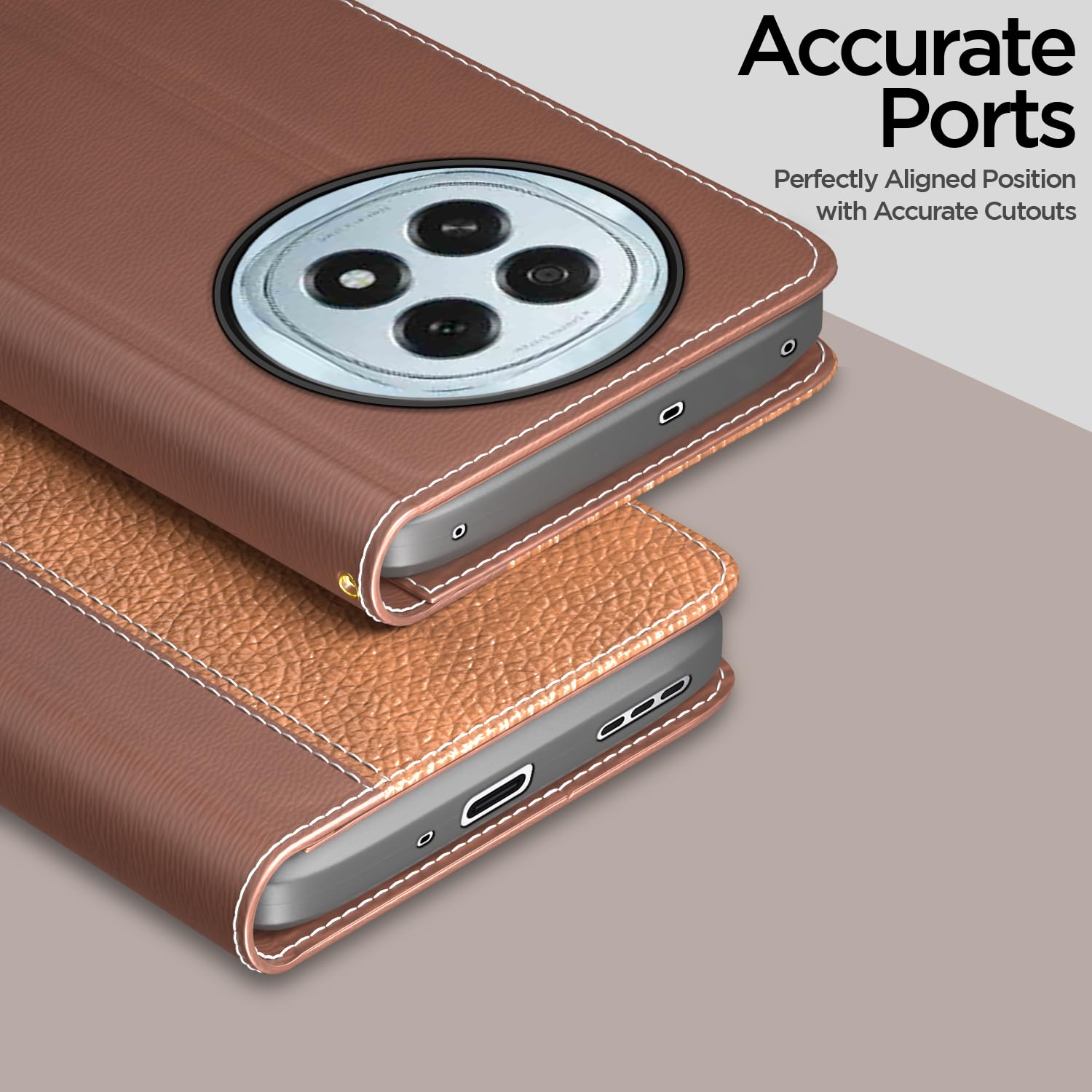 Pikkme Oppo F29 5G Contrast Flip Cover (Tan)