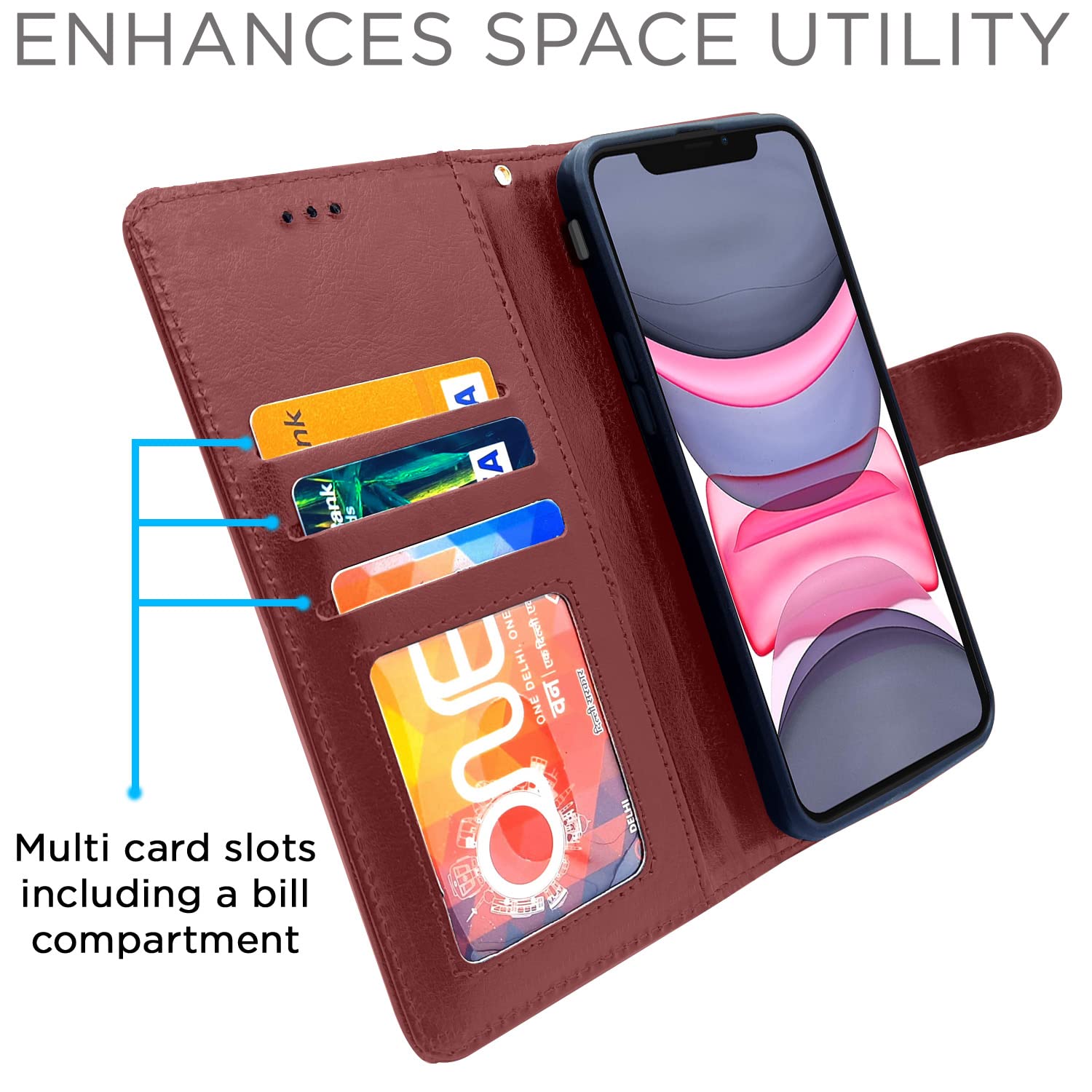 Pikkme brown Wallet flip cover for iPhone 11 – photo 3
