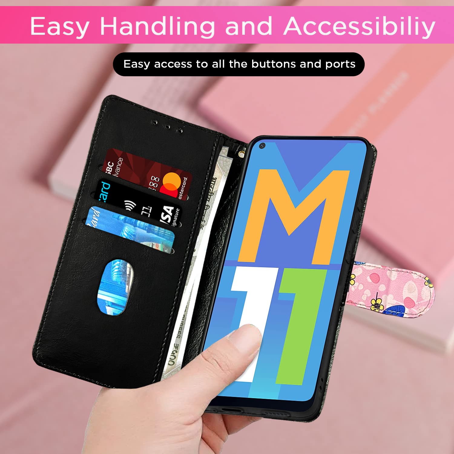 Pikkme pink flower Wallet flip case for Samsung M11 – photo 6