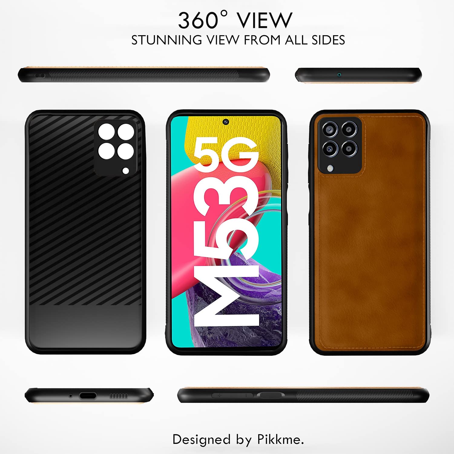 Pikkme Samsung Galaxy M53 5G Leatherback Back Case | Brown