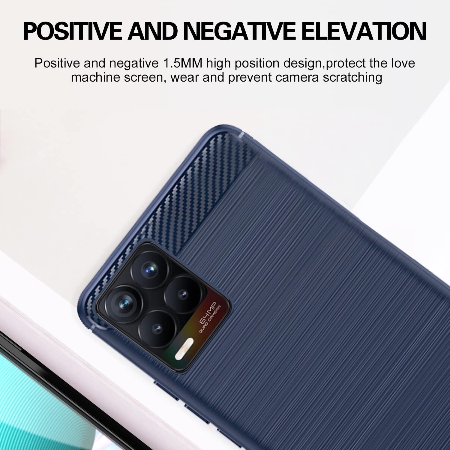 Pikkme Realme 8 4G / Realme 8 Pro Hybrid Carbon Fiber Back Cover | Blue