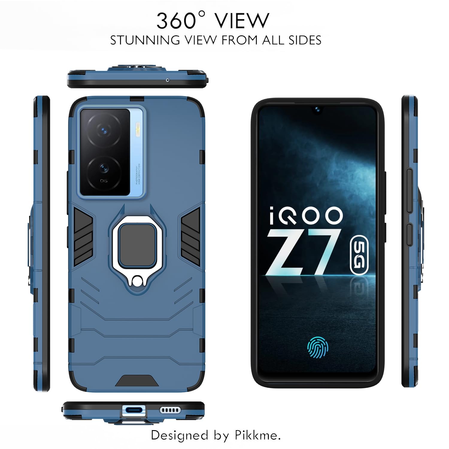 Pikkme iQOO Z7 5G / iQOO Z7s 5G D5 Tough Armor Back Cover | Blue