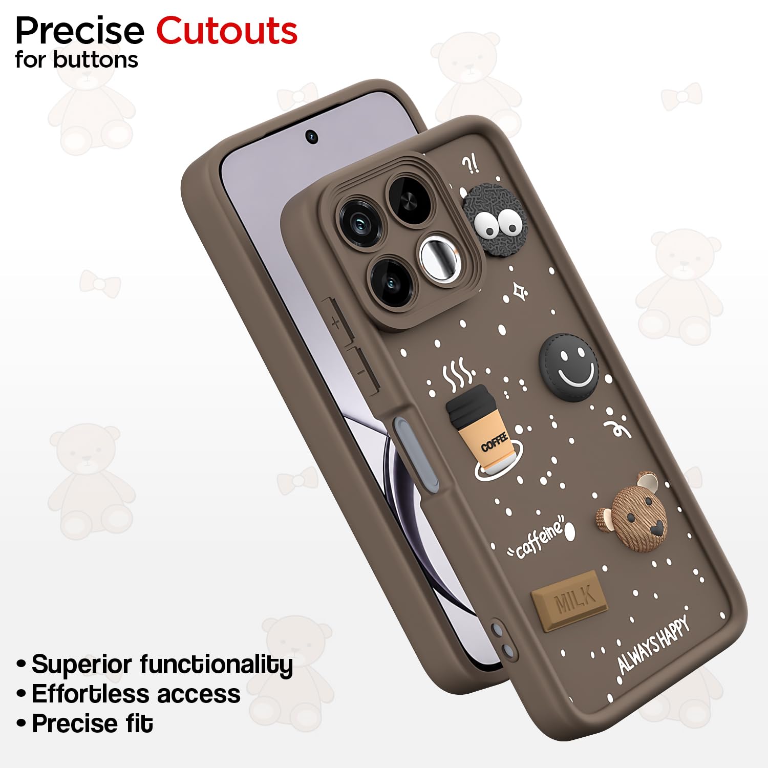 Pikkme brown Bear Coffee mobile cover for Realme 16T 5G – photo 6