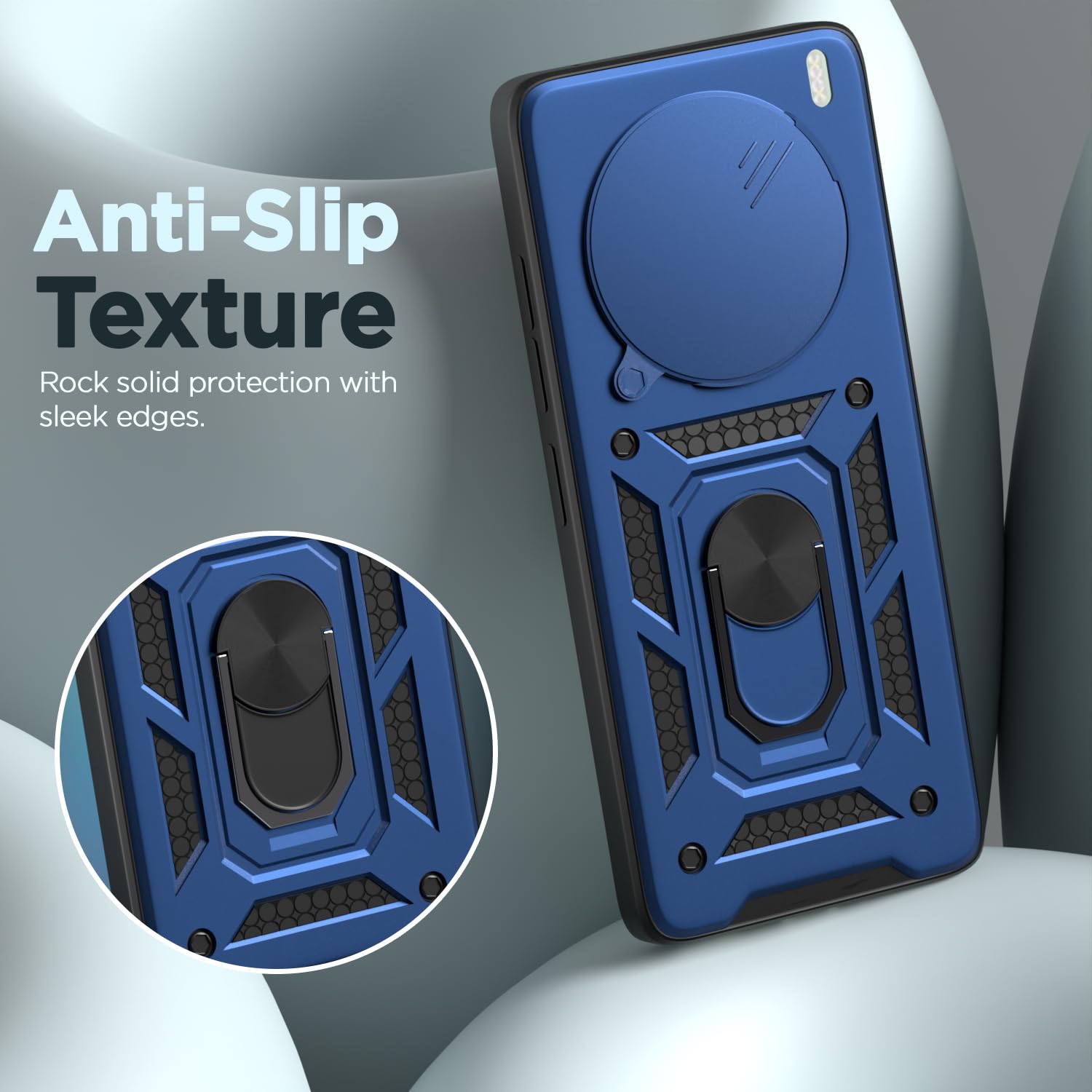 Pikkme Vivo X200 5G Sliding Camera Shield & Stand D10 Tough Armor Back Cover (Blue)