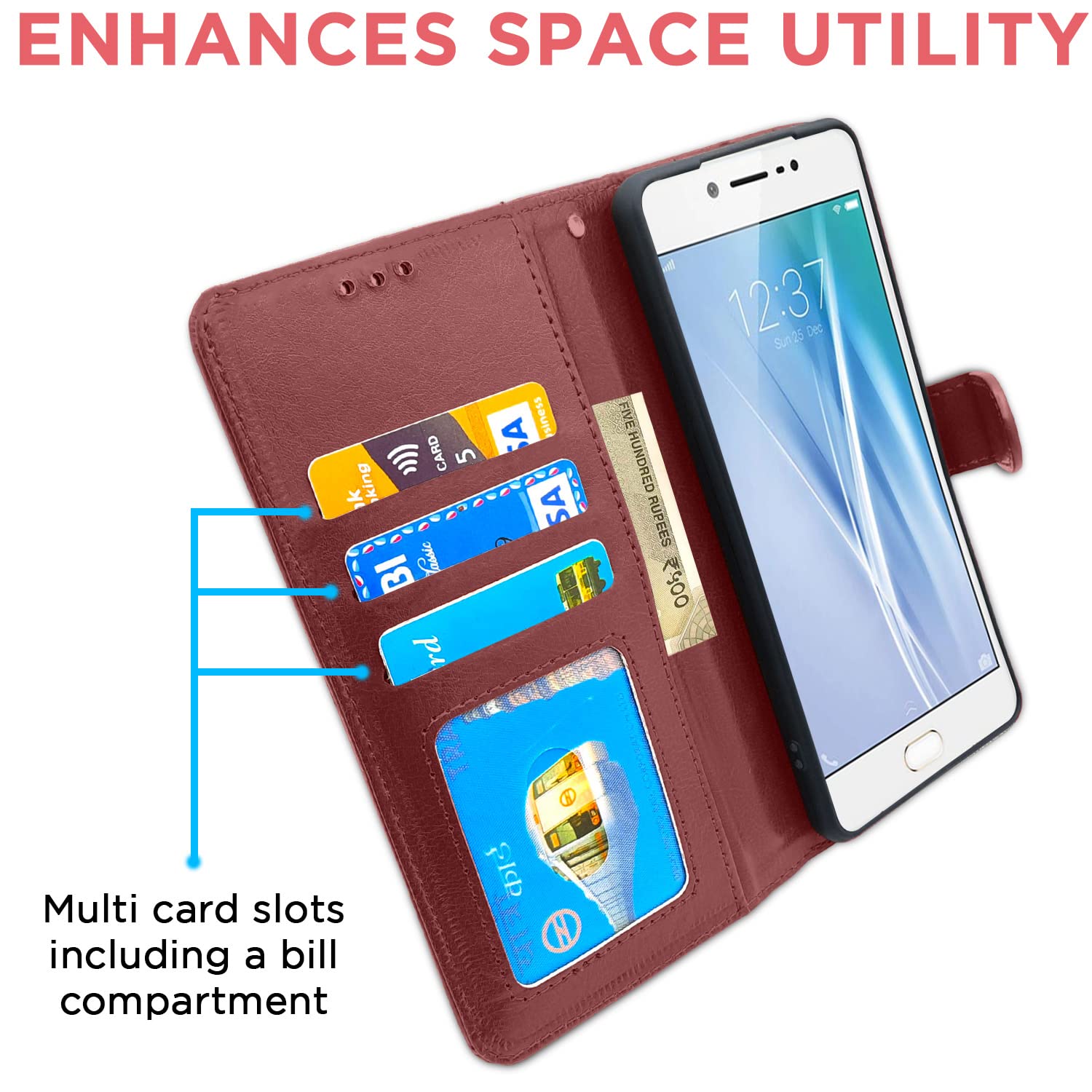 Pikkme Vivo V5 / V5S / Y66 / Y67 Vintage Flip Cover | Brown