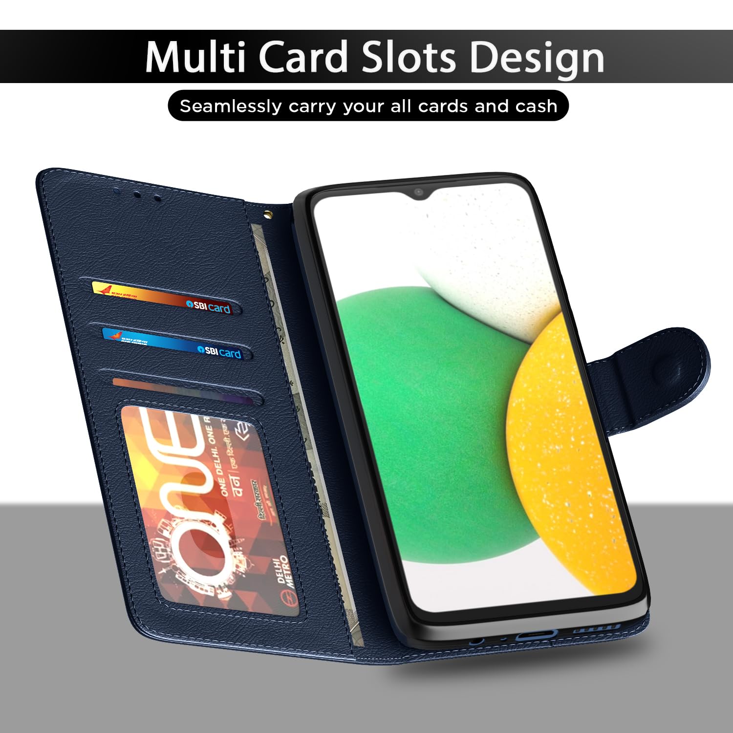 Blue Magnetic wallet flip cover for Samsung A03 Core – Pikkme – photo 5
