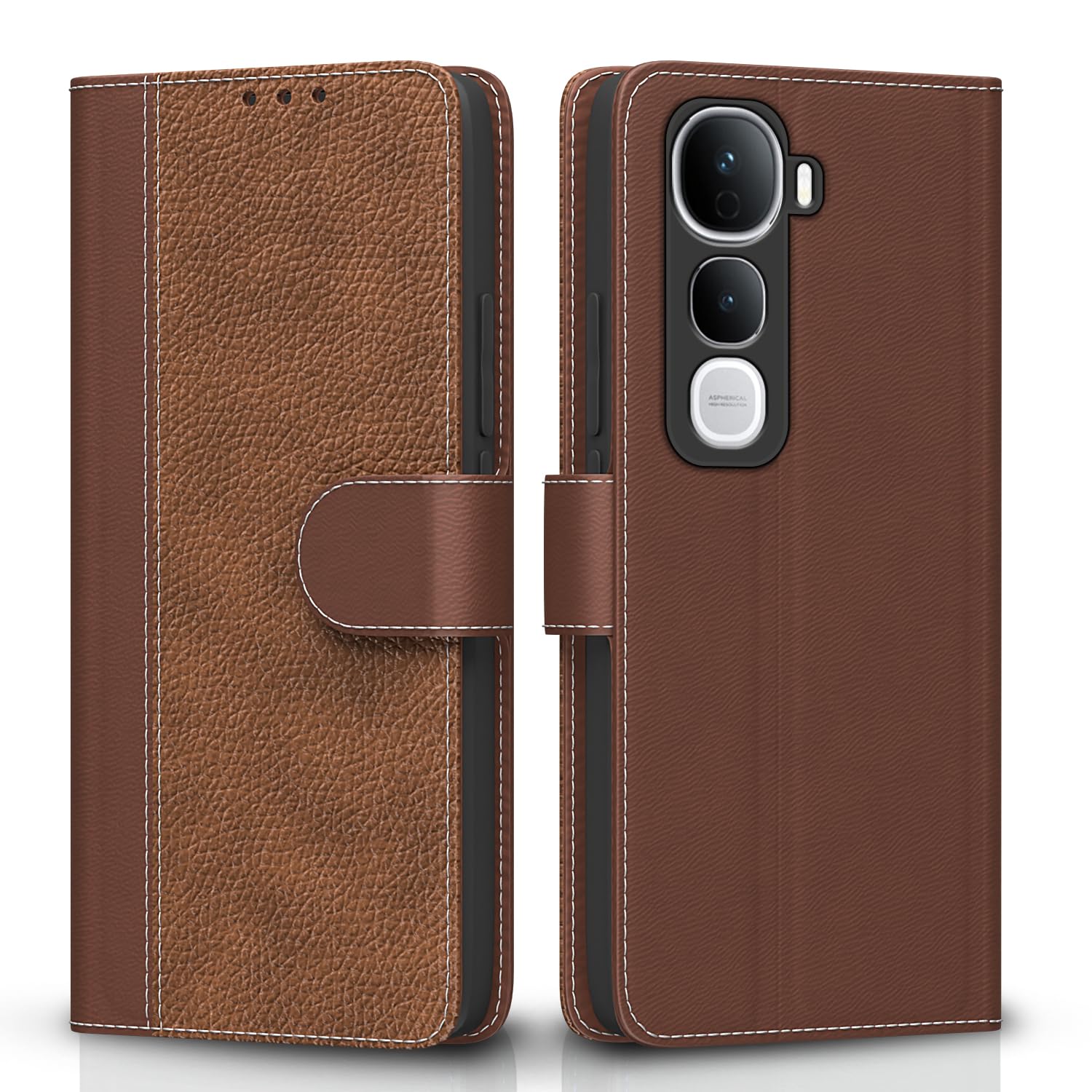 Pikkme Vivo Y400 Pro 5G Contrast Flip Cover (Tan)