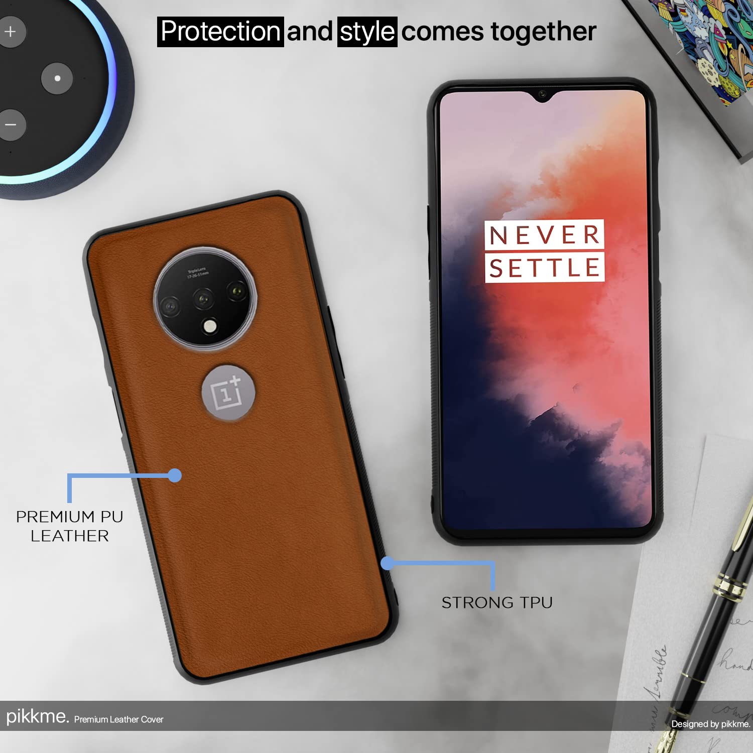 OnePlus 7T phone cover in camel by Pikkme – photo 5