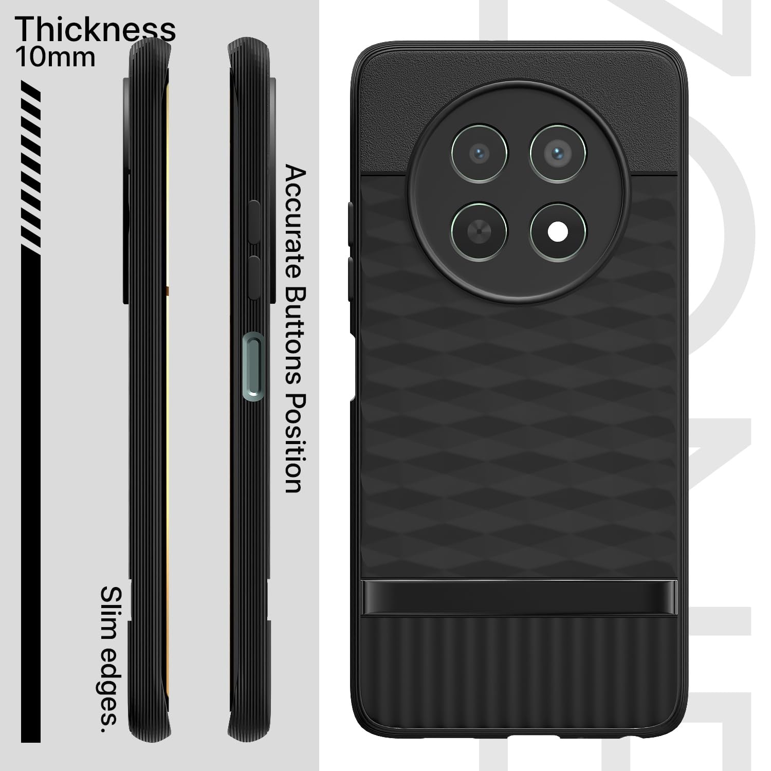 Pikkme Realme Narzo 70x 5G / N65 / Realme 13/12 / 12X 5G / C65 Gencase Back Cover (Black)