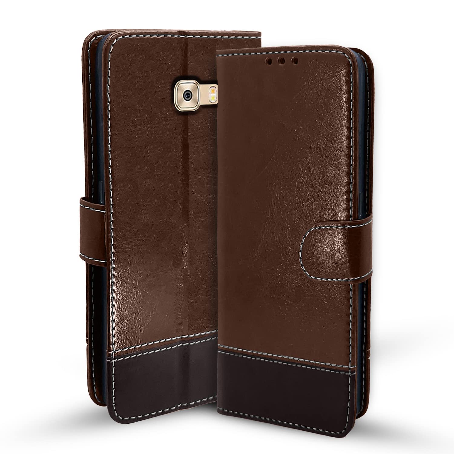 Samsung C7 Pro flip case in brown & coffee by Pikkme