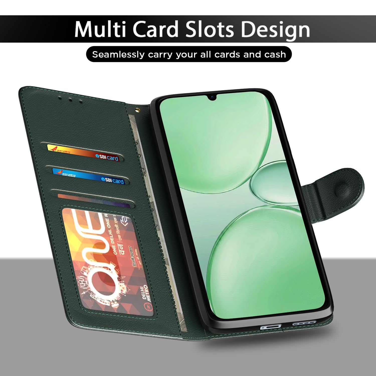 Pikkme green mobile flip cover for Realme P4 Lite/C83 5G – photo 5