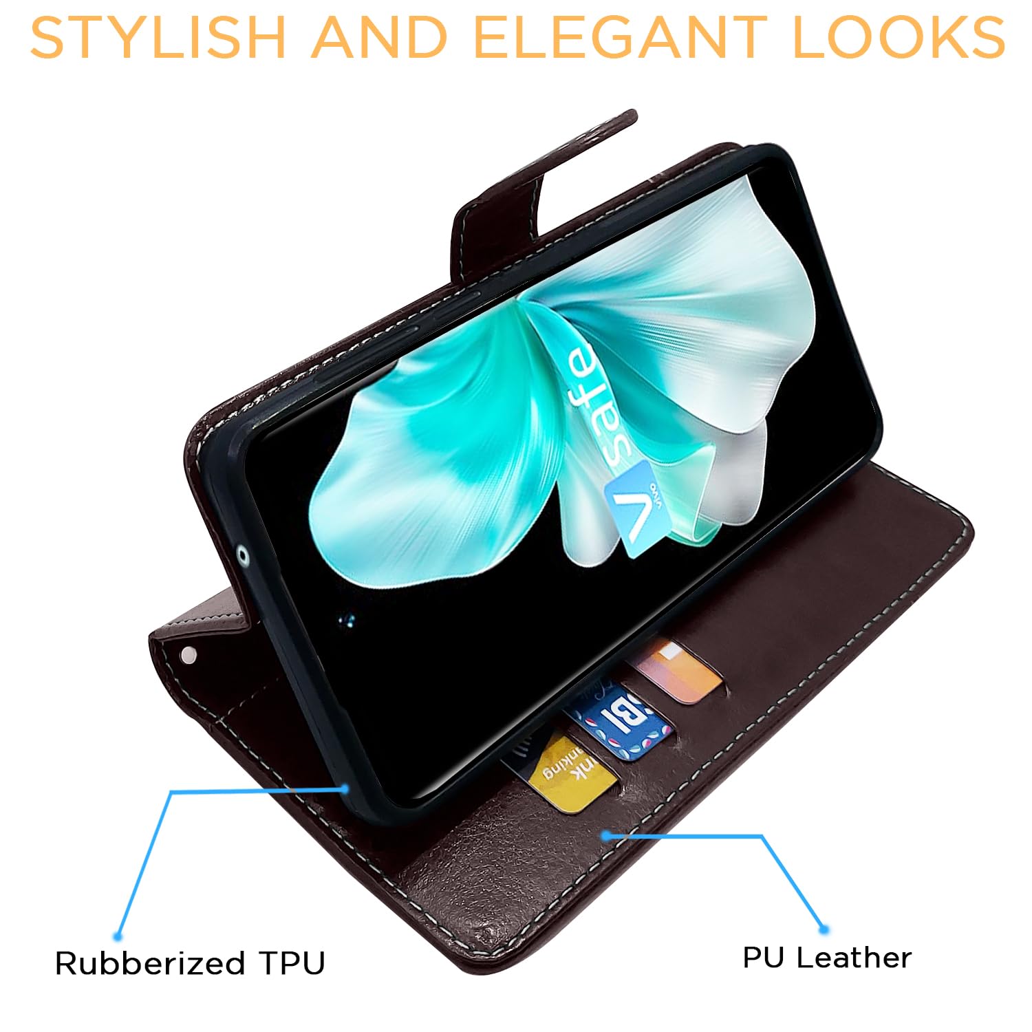 Pikkme Vivo V30 5G Magnetic coffee & brown flip case – photo 5