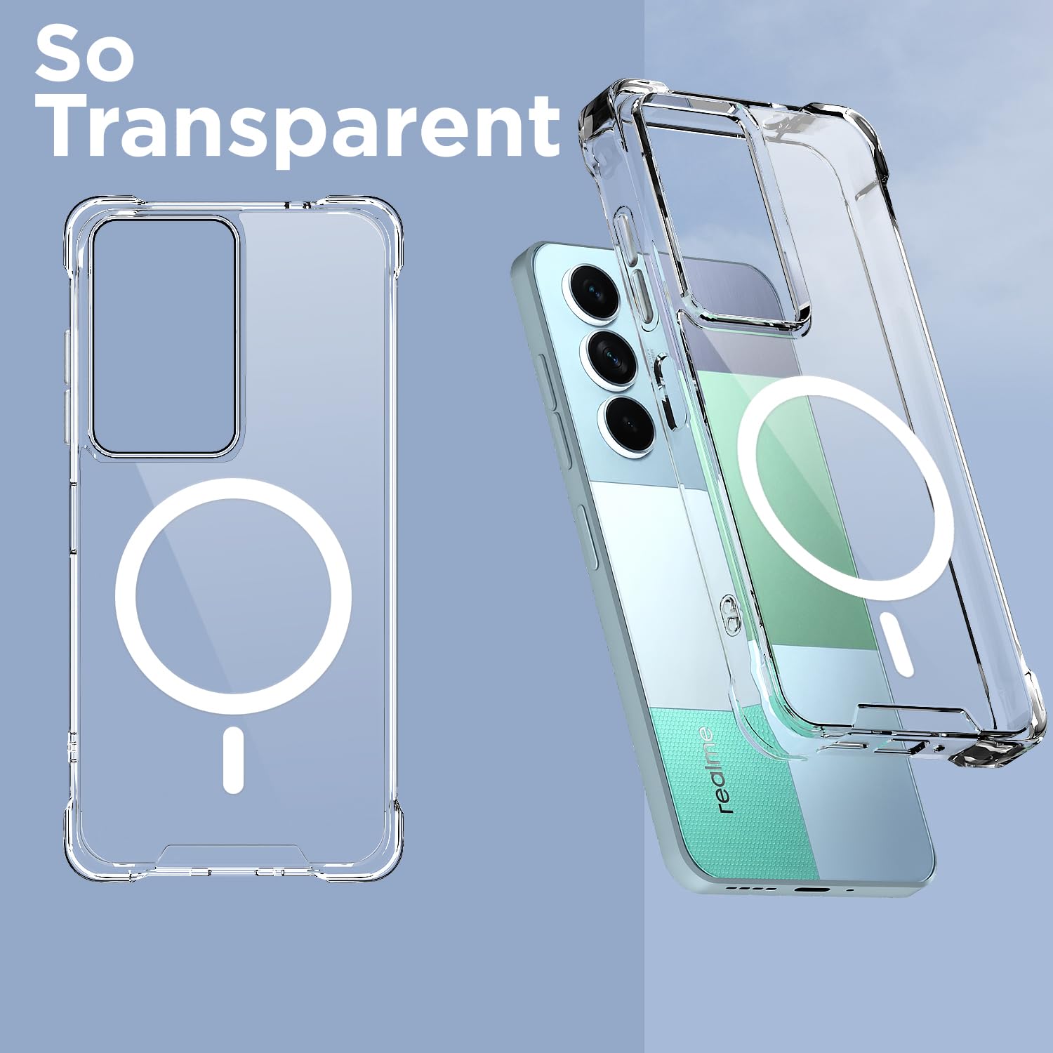 Pikkme Realme P4 Lite 5G MagSafe transparent mag-safe mobile cover – photo 2