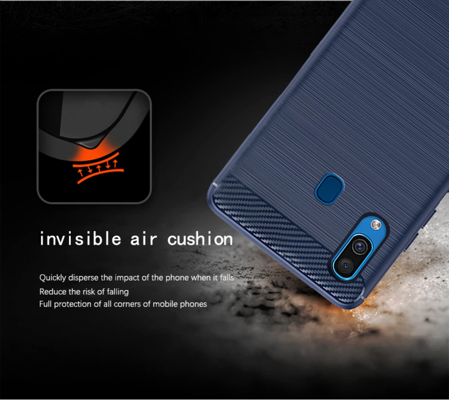 Pikkme Samsung Galaxy A30/ A20/ M10S Hybrid Carbon Fiber Back Cover | Blue