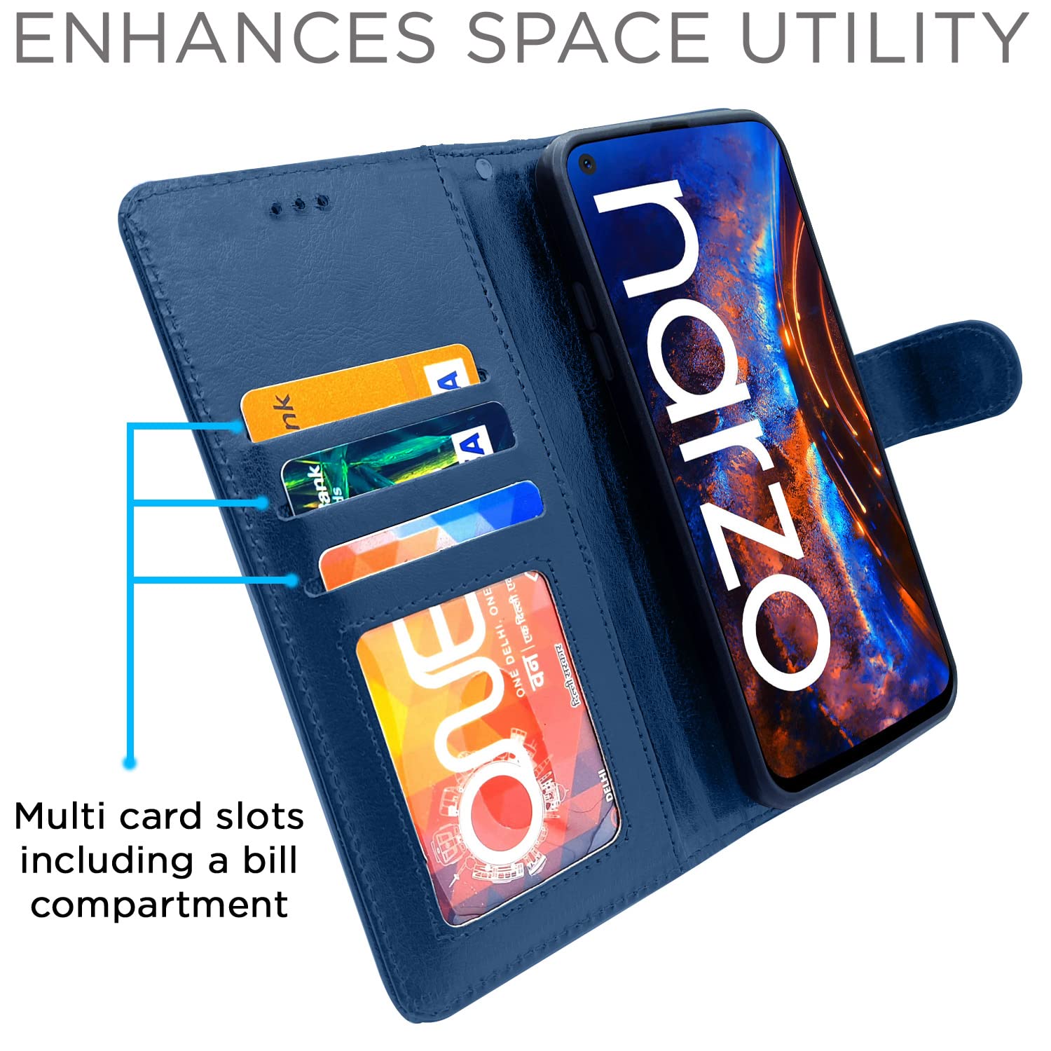 Pikkme blue Magnetic wallet flip cover for Realme Narzo 30 Pro – photo 3