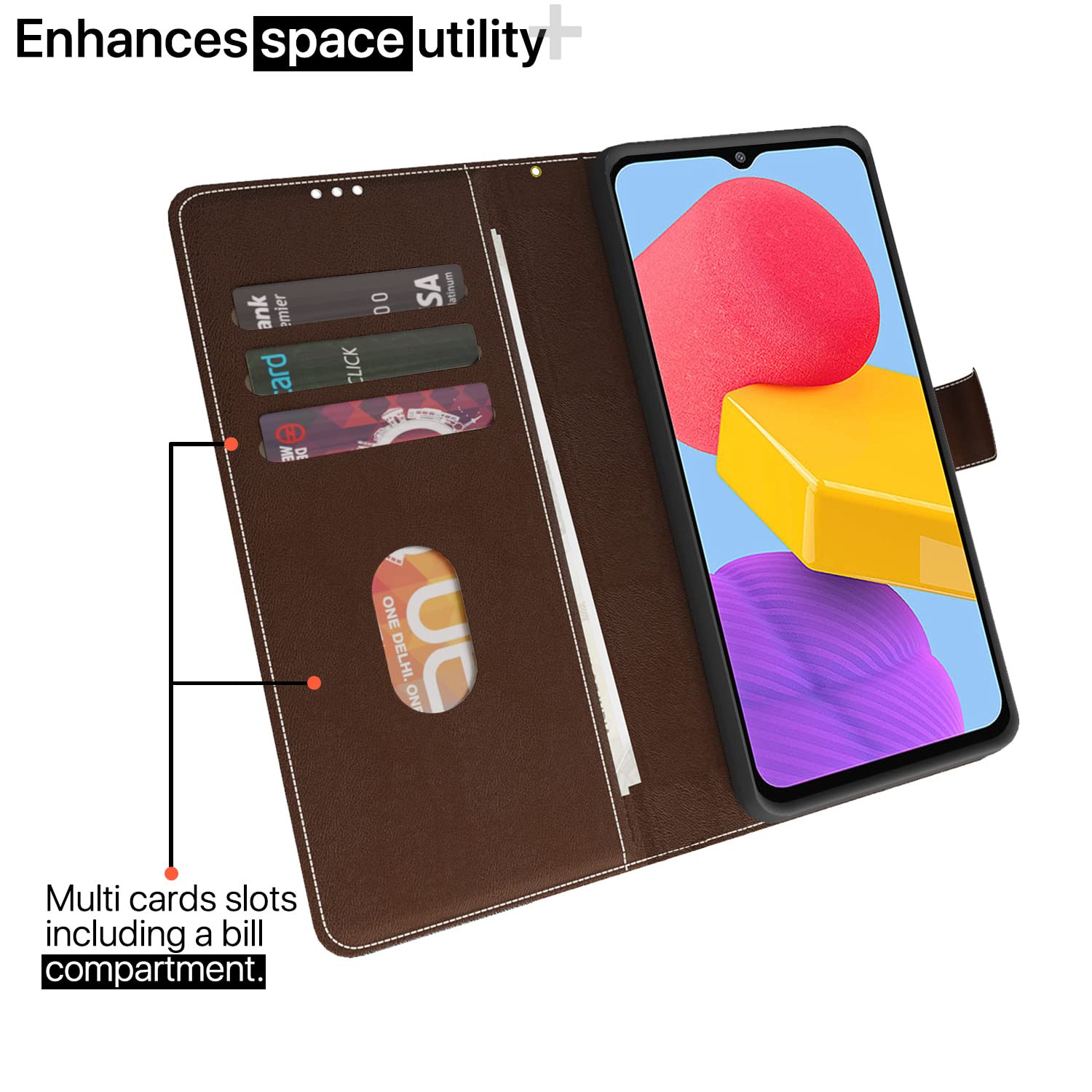 Samsung M13 4G Magnetic flip case in brown & coffee by Pikkme – photo 2