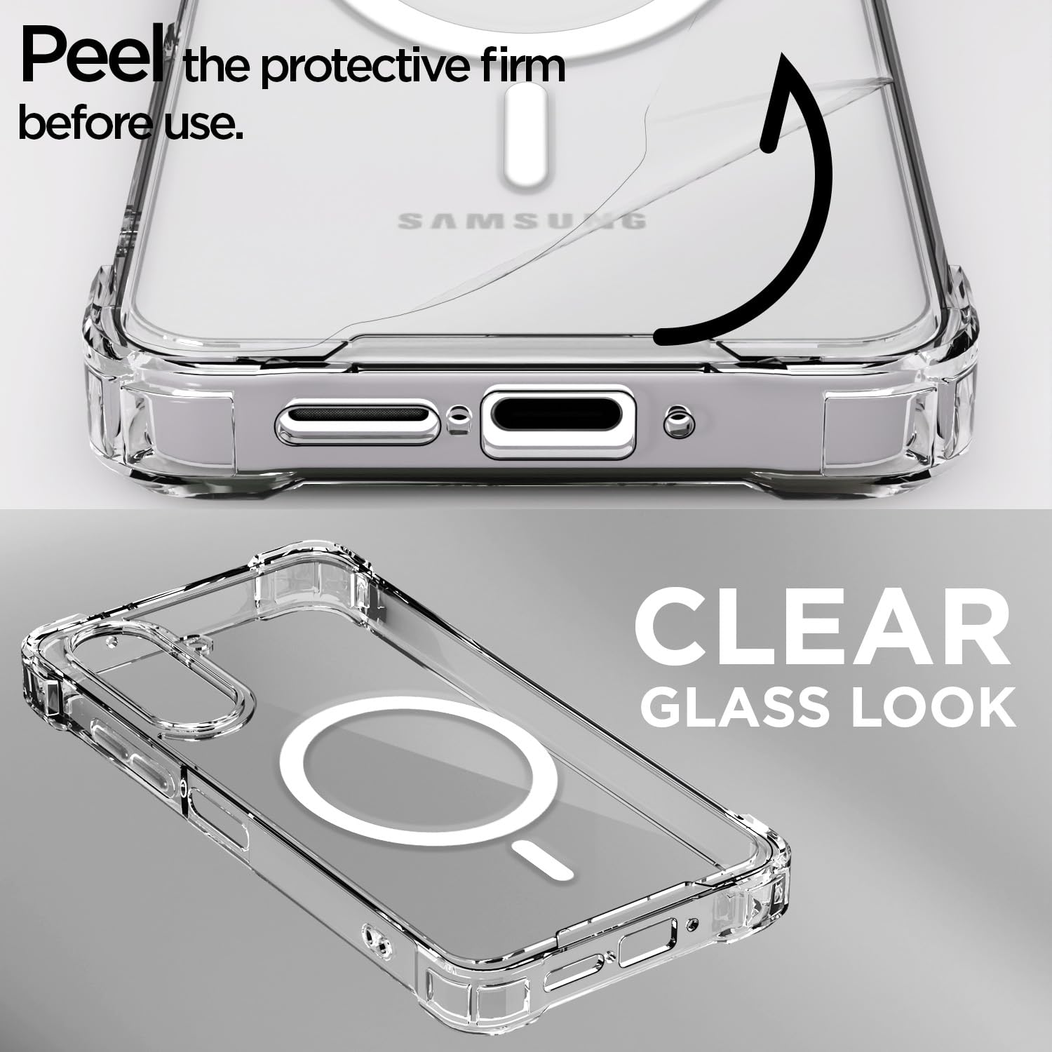 Pikkme Samsung Galaxy A26 5G Mag-Safe Shockproof PC + TPU Back Cover (Transparent)