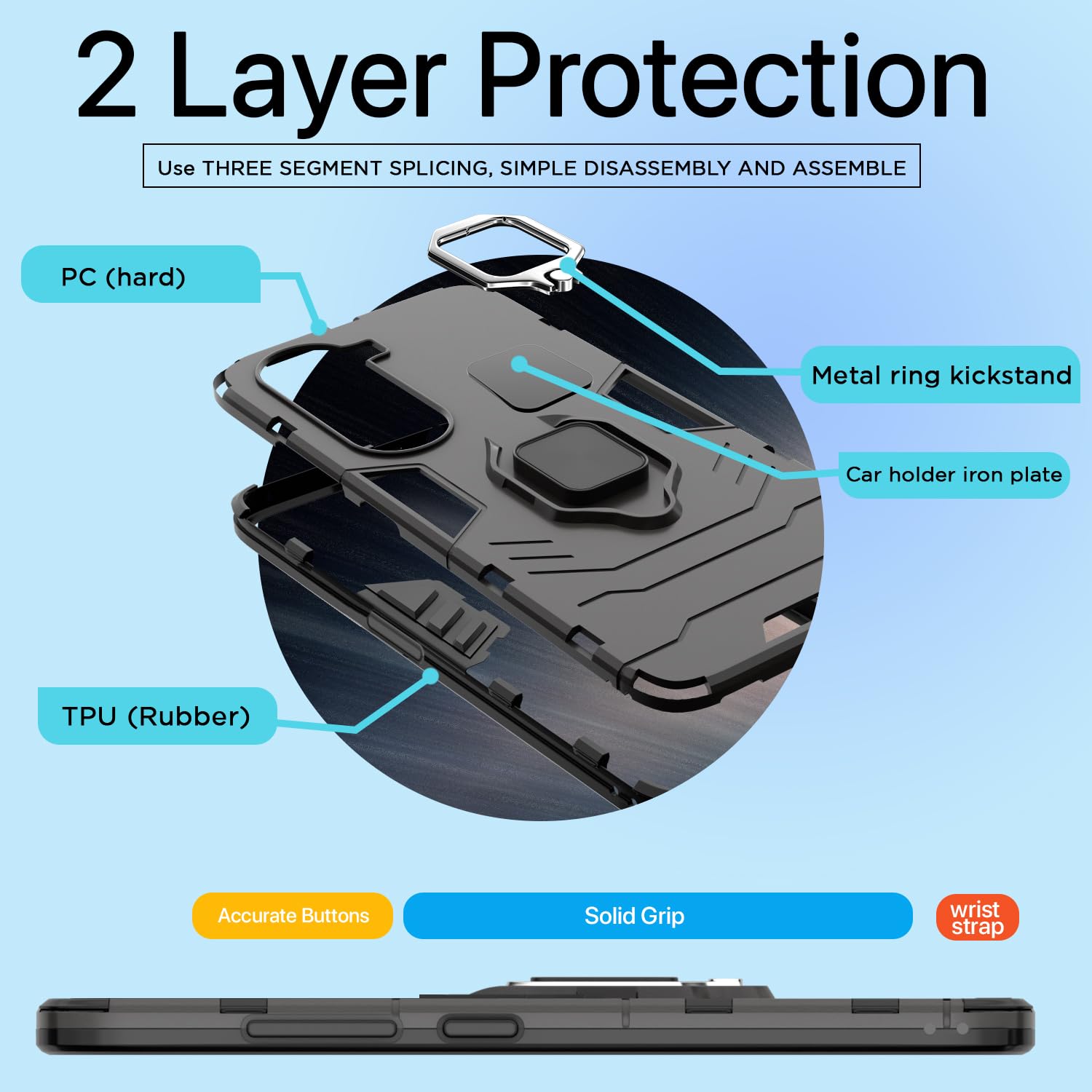 Pikkme iQOO Z9s 5G / Vivo V40e 5G D5 Tough Armor Back Cover | Black