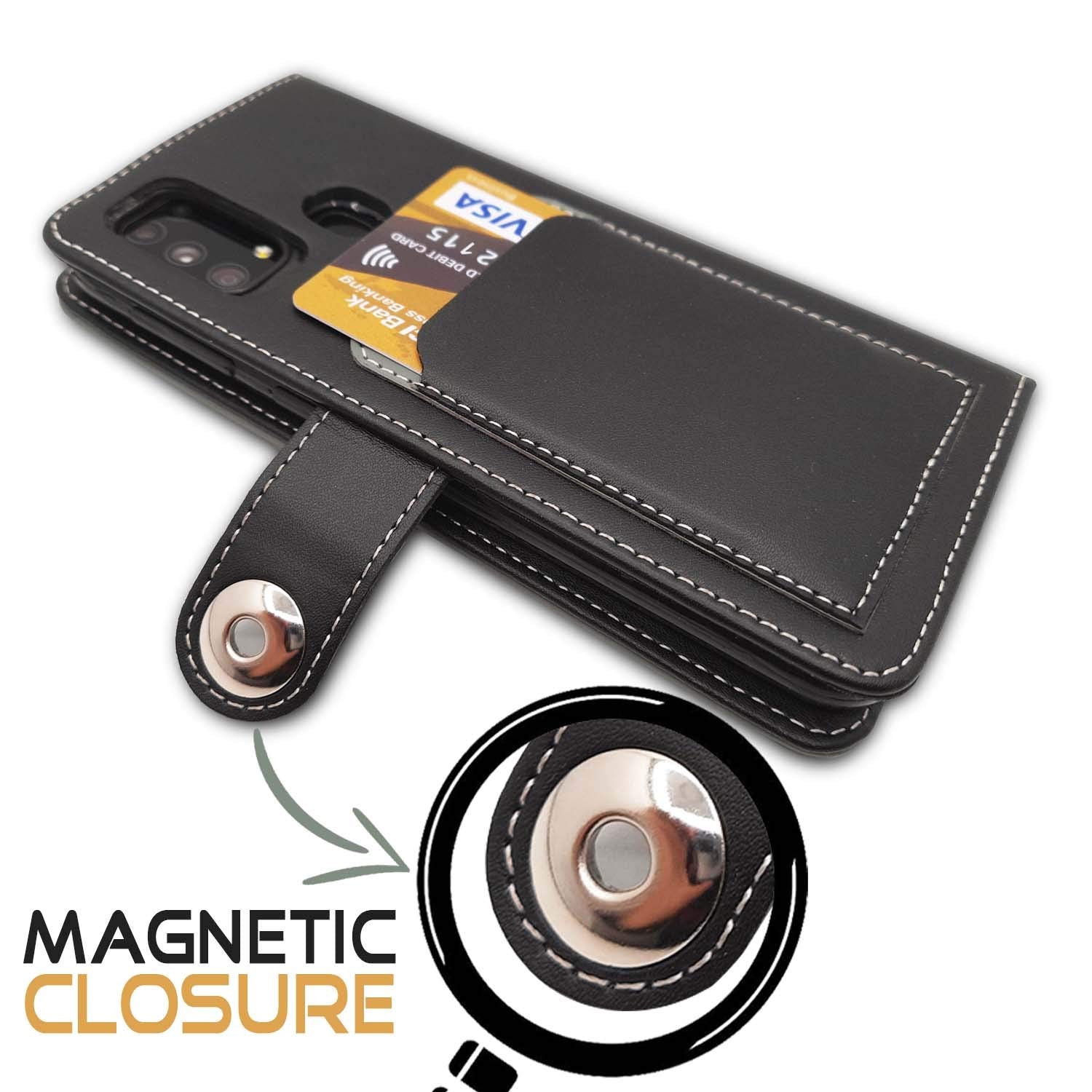 Pikkme Samsung Galaxy M31 / F41 / M31 Prime Wallet Style Inbuilt Pockets & Stand | Strong Magnetic Flip Cover (Grey)