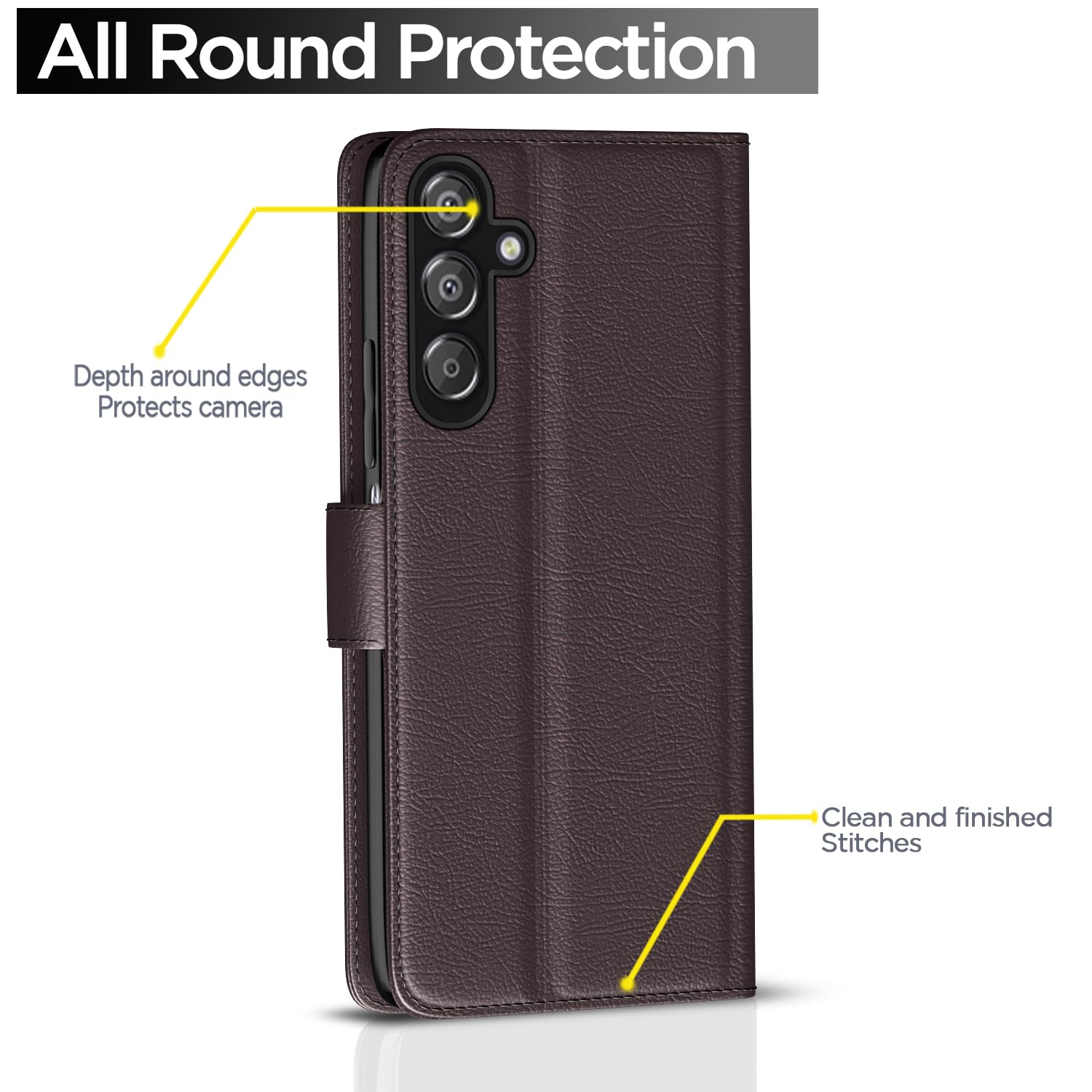 Pikkme Samsung Galaxy F15 5G / M15 5G / M15 Prime 5G Vintage Flip Cover (Coffee)