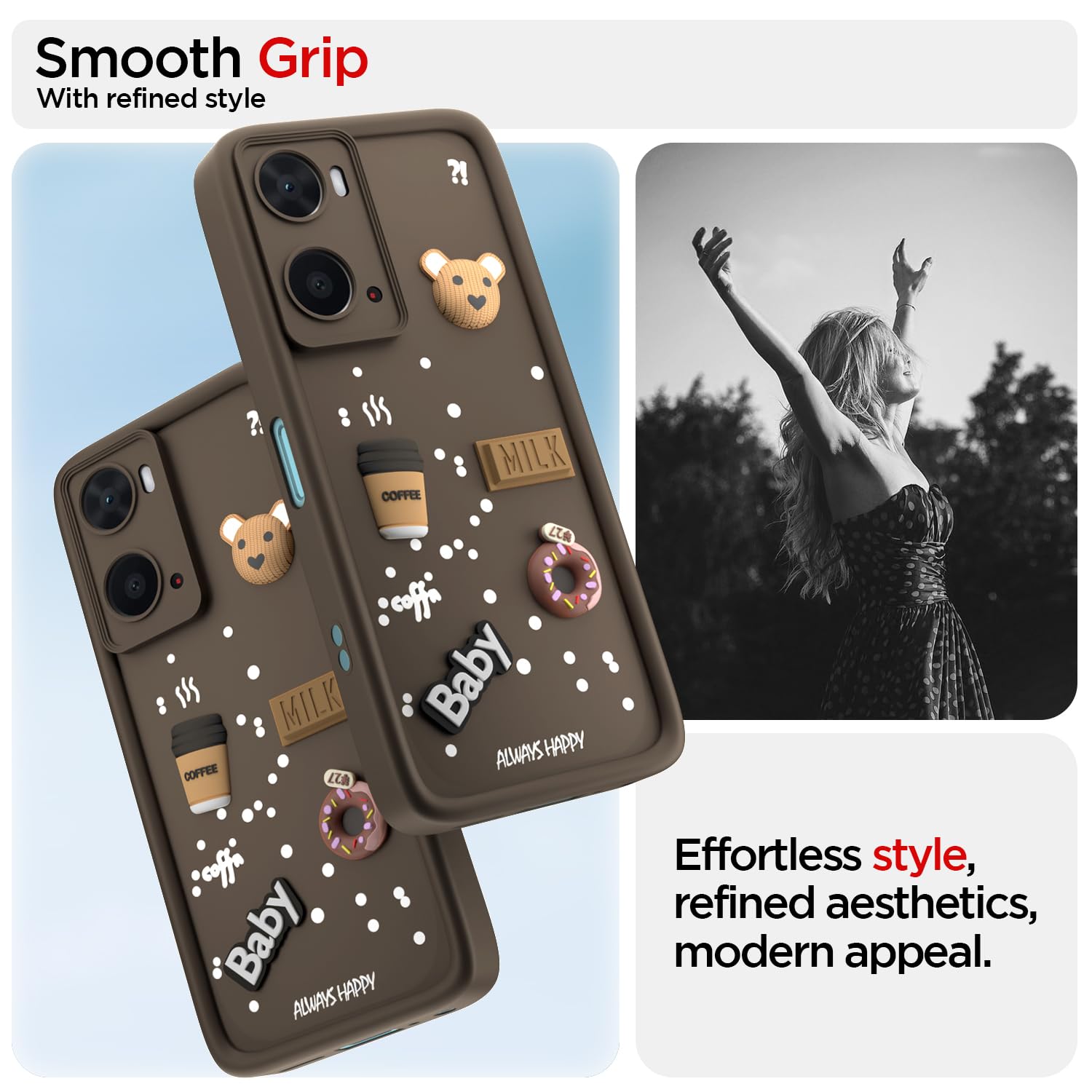 Oppo A76/A96/A36 Silicone mobile back cover in brown by Pikkme – photo 2
