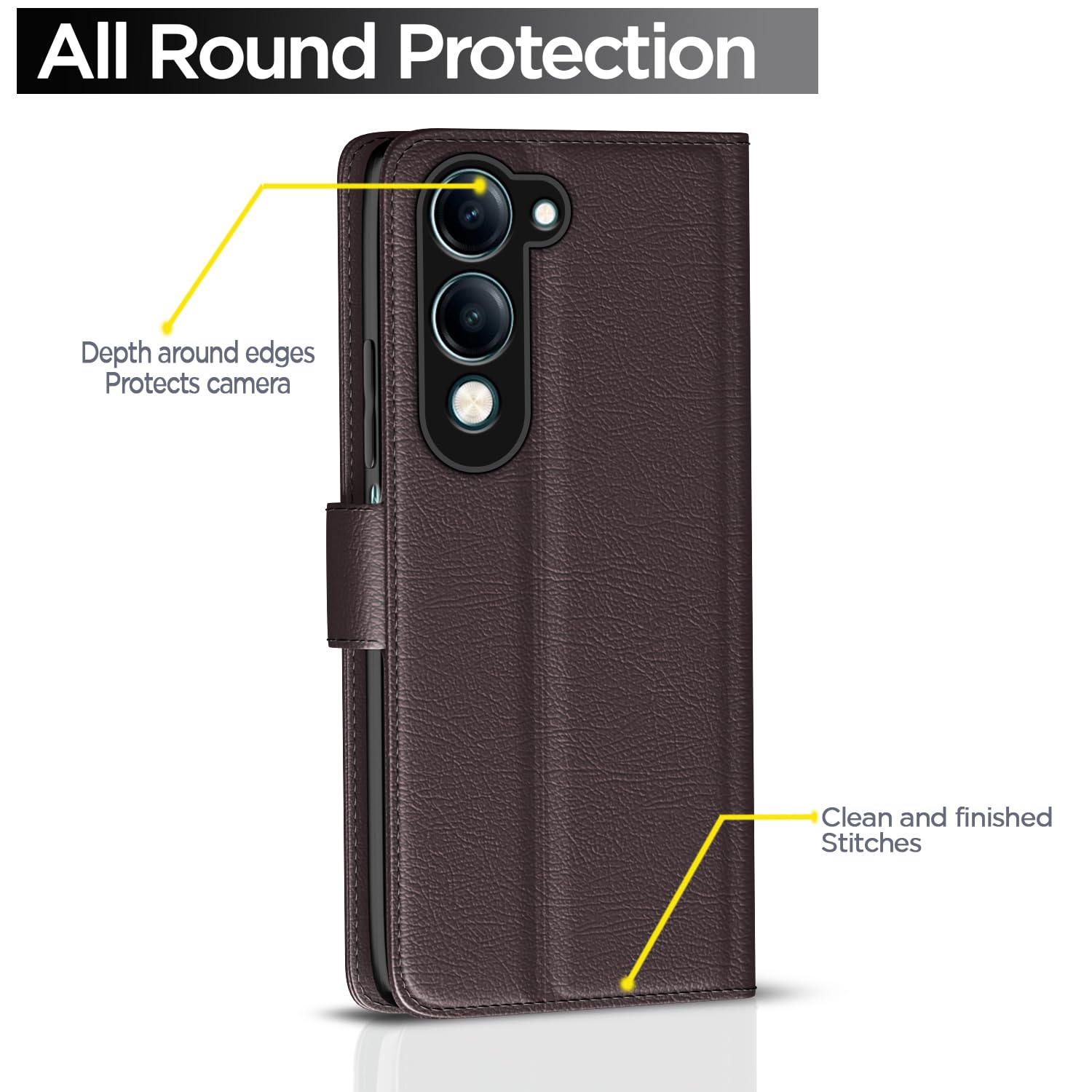 Pikkme Vivo Y19e / Y04 4G / Y29s 5G Vintage Flip Cover (Coffee)