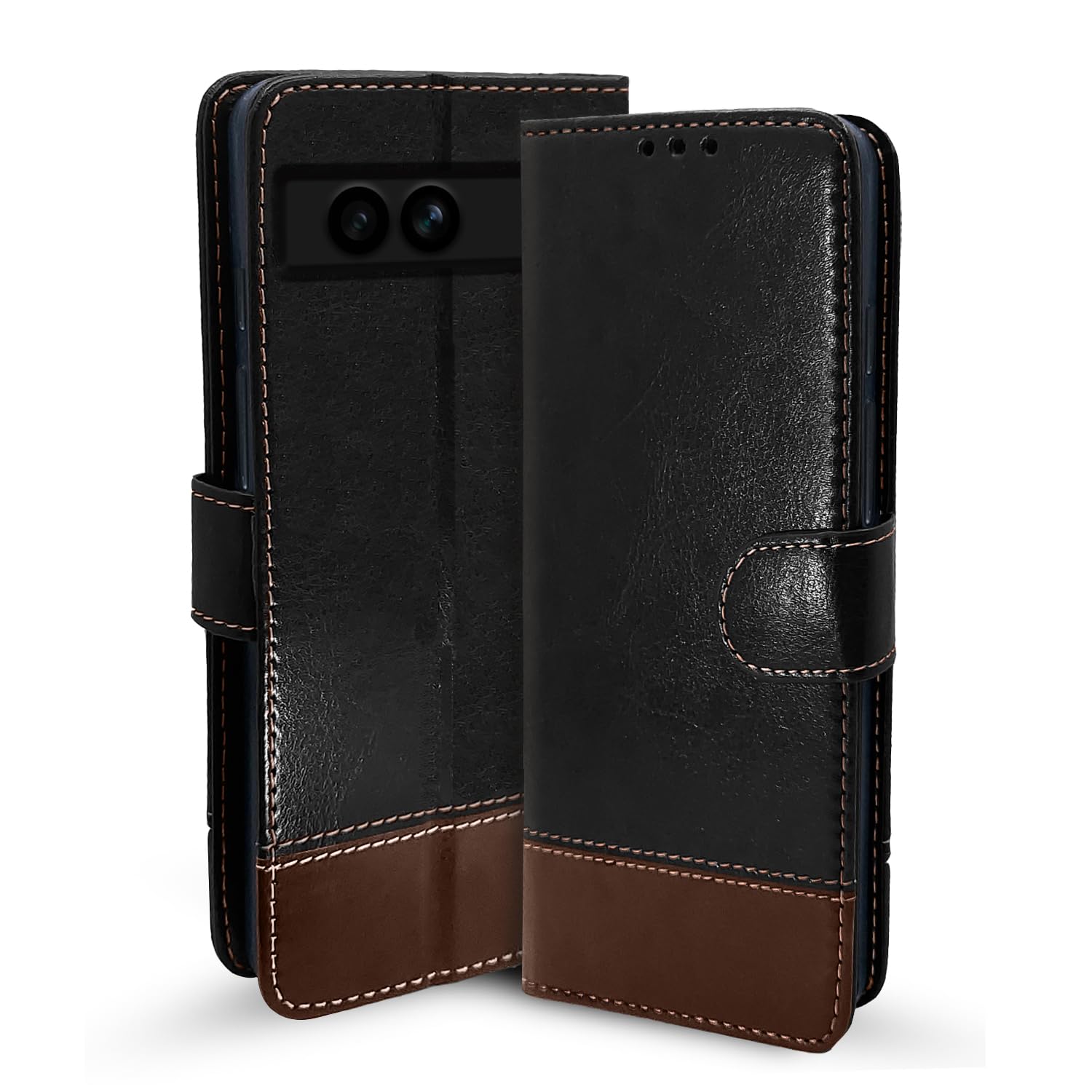 Pikkme Google Pixel 7A black & brown wallet flip cover